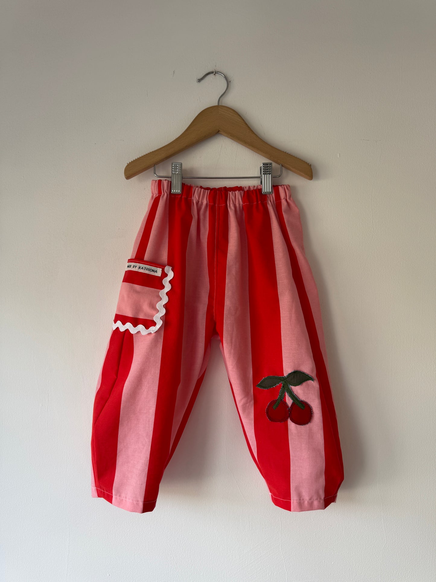 Cherry Striped Barrel Leg Pants 3-4 years