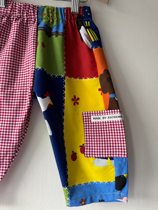 Animal print and gingham pants 12-18 months