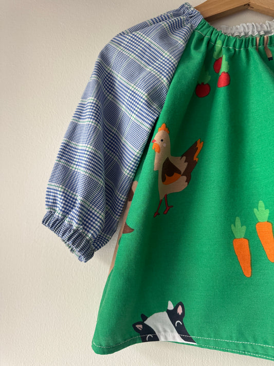 Farm animals balloon sleeved top 1 - 2 years