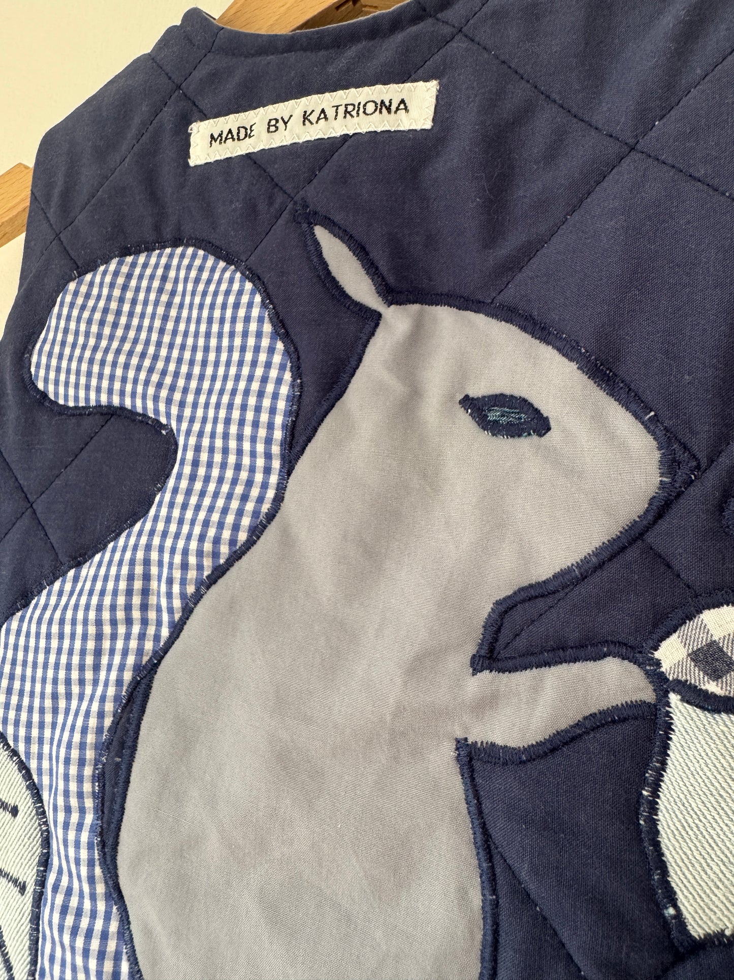 Blue squirrel quilted gilet 1-2 years