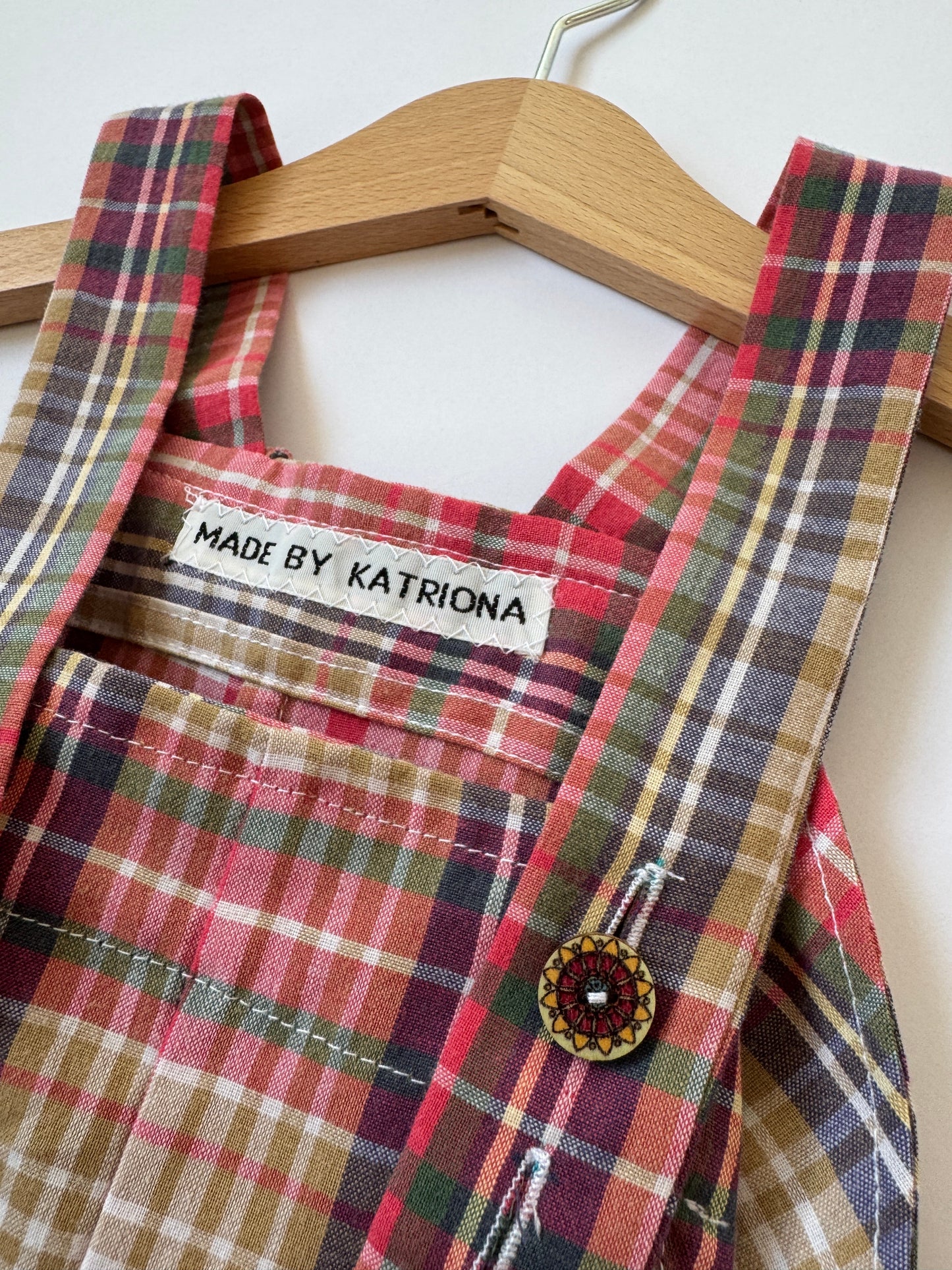 Multicolour check bunny dungarees (3 years)