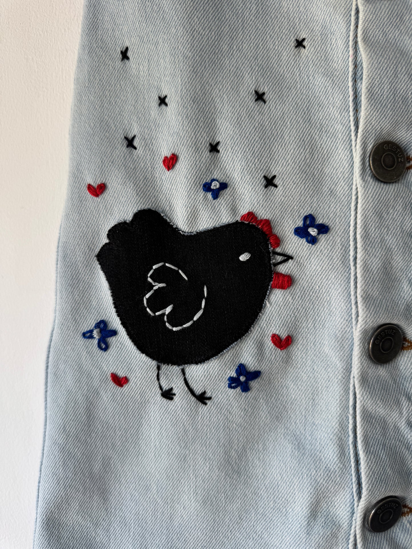 Hen appliqué denim dress 2-4 years