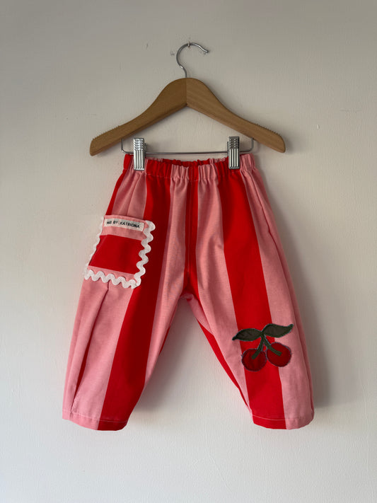 Cherry Striped Barrel Leg Pants 1-2 years