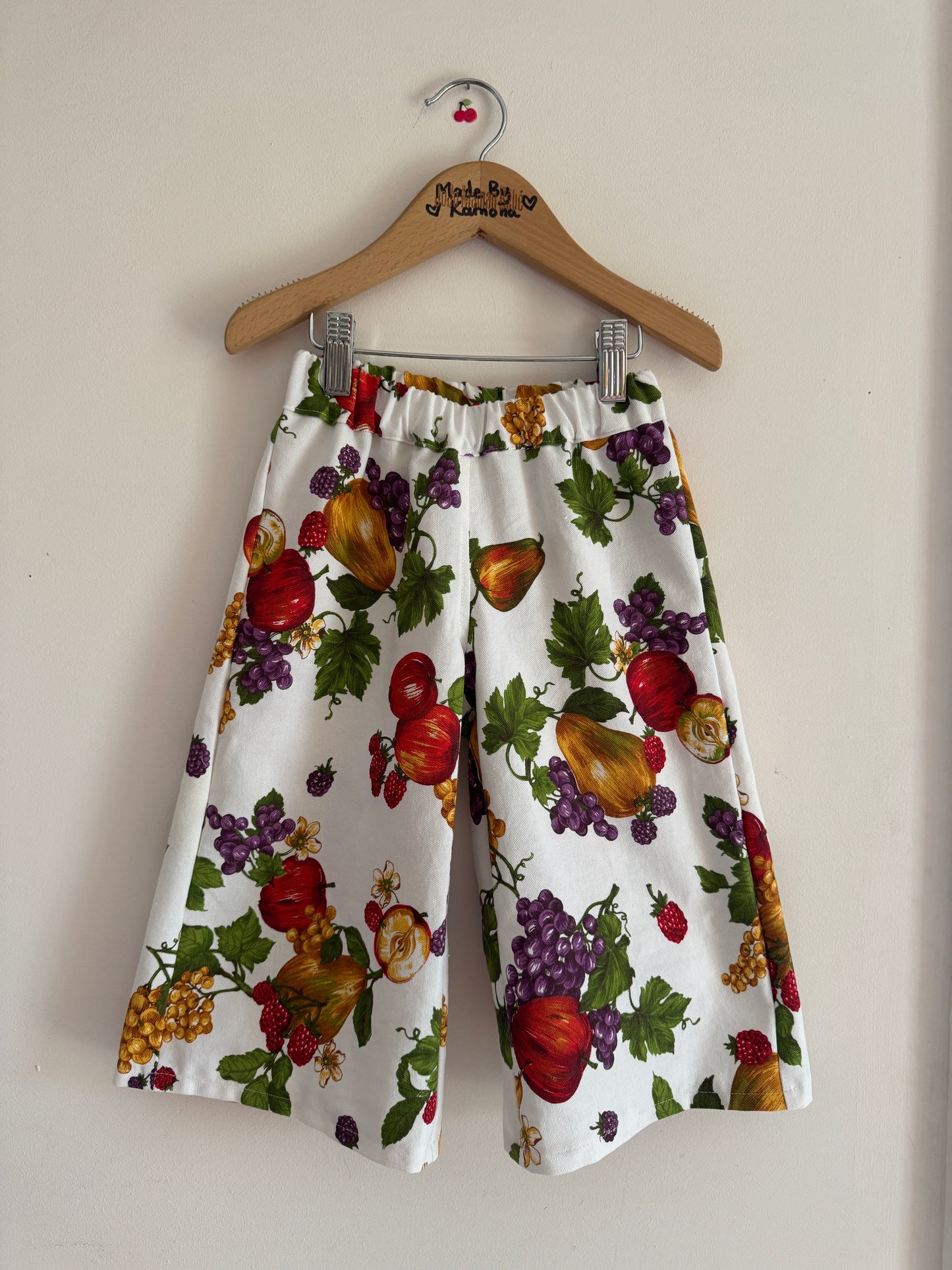 Vintage fruit tablecloth wide leg trousers 2-3 years