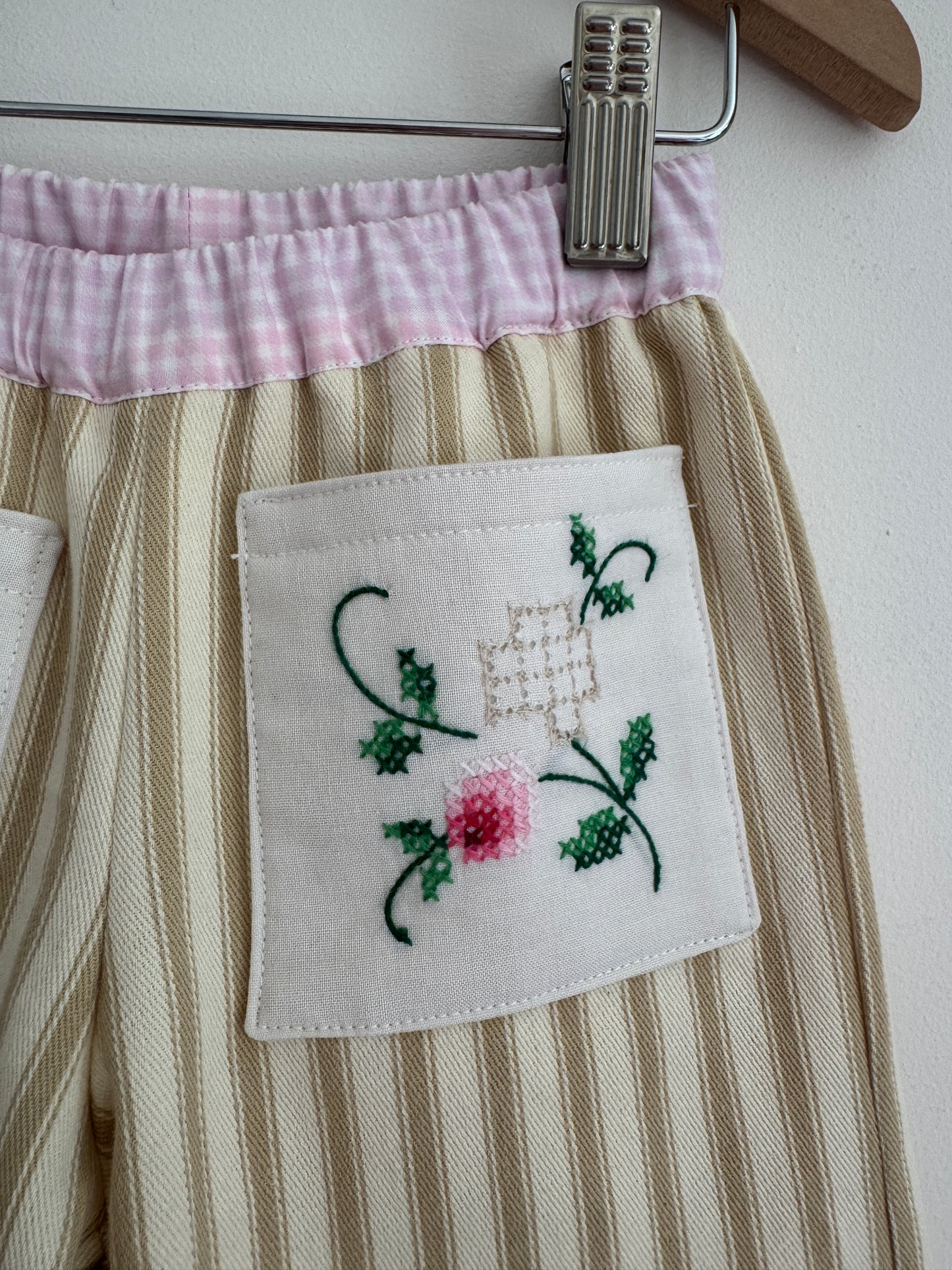 Reversible ticking stripe/gingham trousers 18-24 months