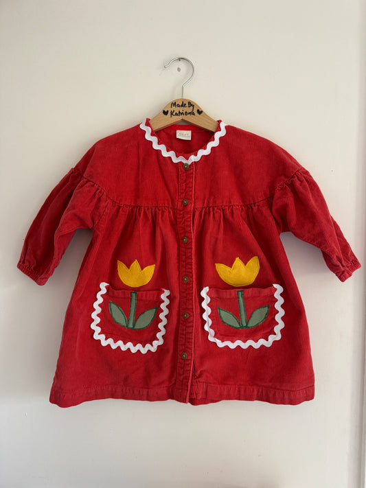 Yellow tulips dress 12-18 months