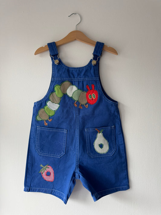 Hungry caterpillar upcycled dungarees 3-4 years
