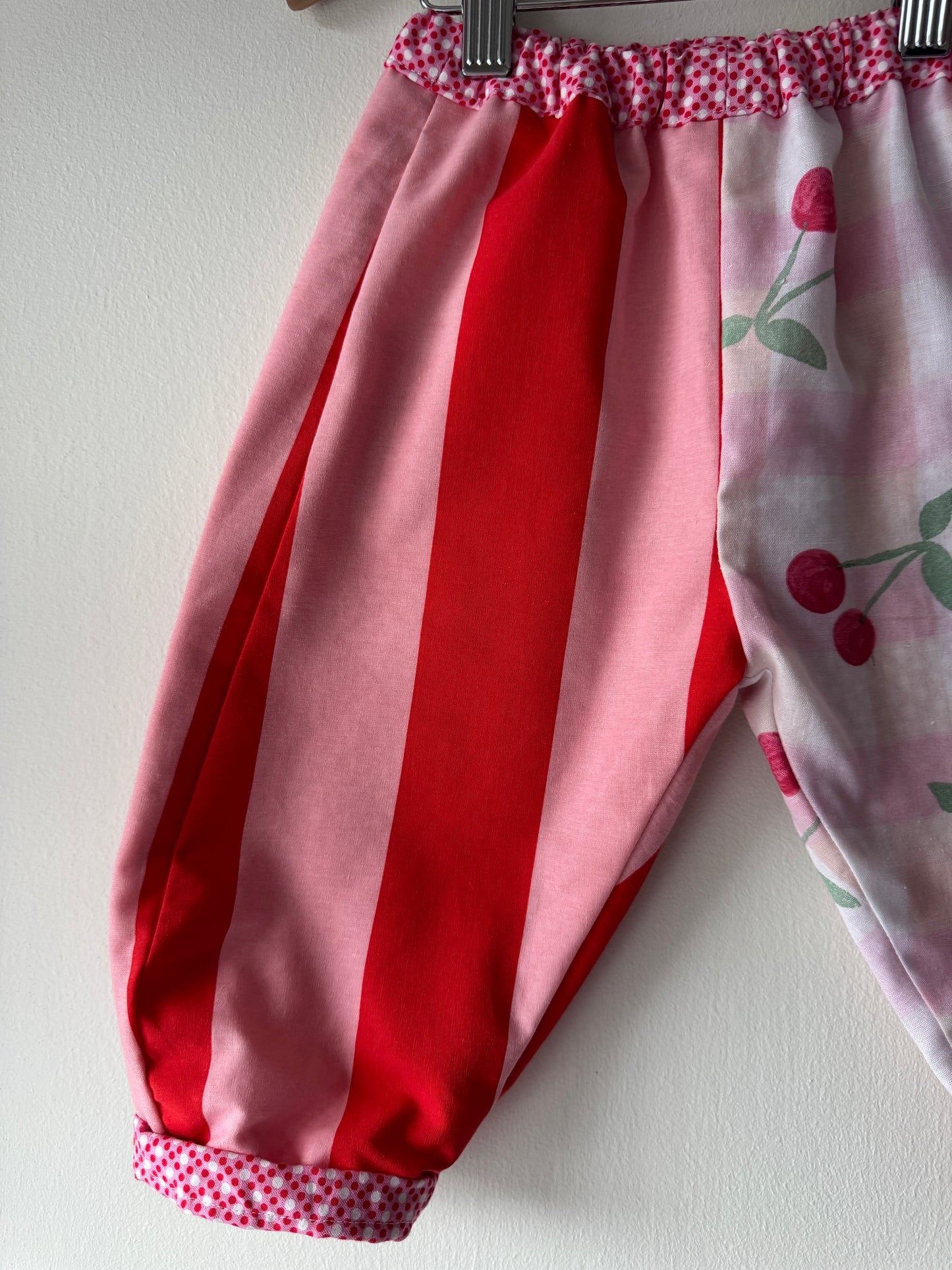 Cherry print & stripes reversible pants 18-24 months