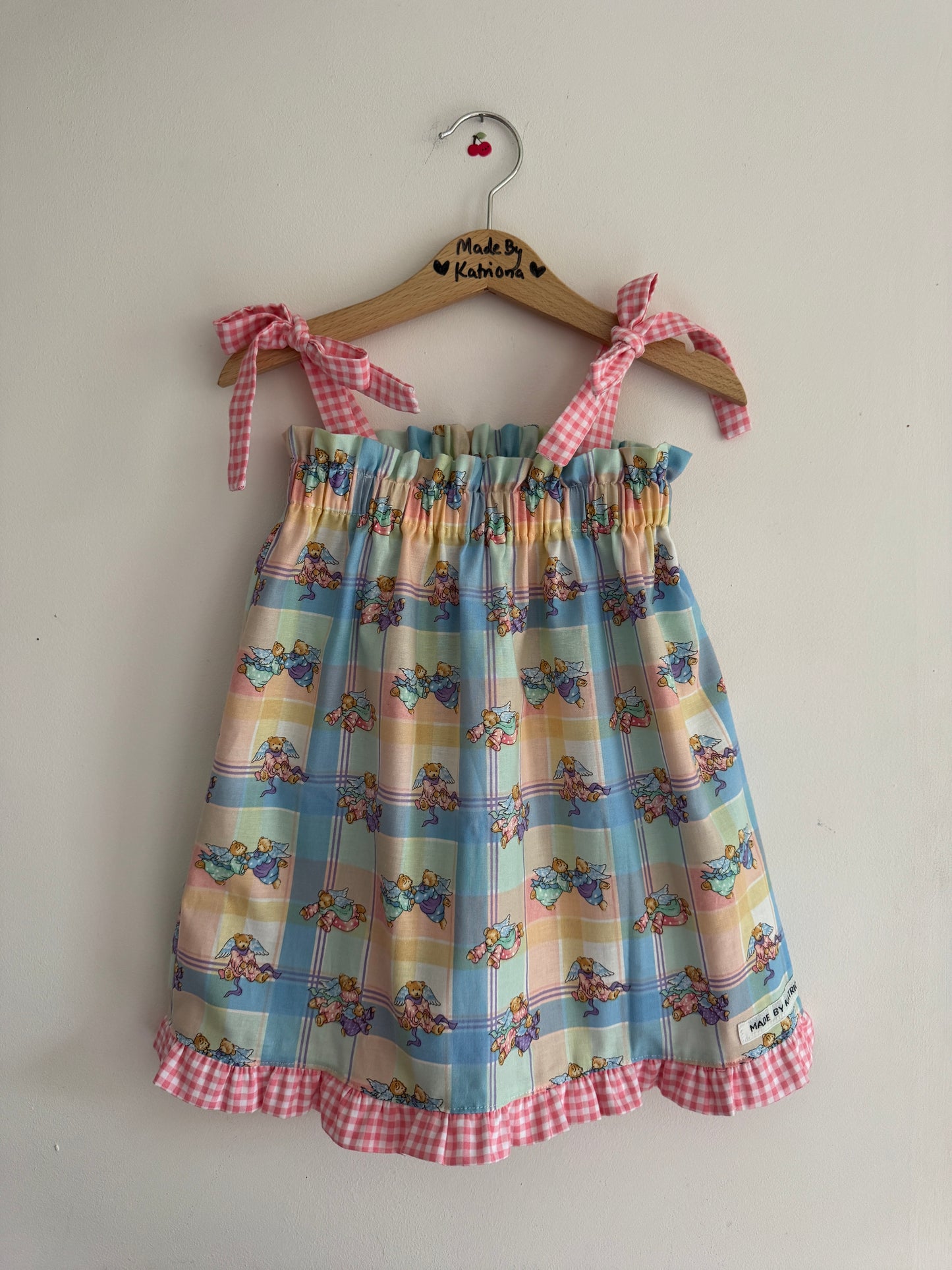 Vintage 1997 angel teddy print dress 18-24 months