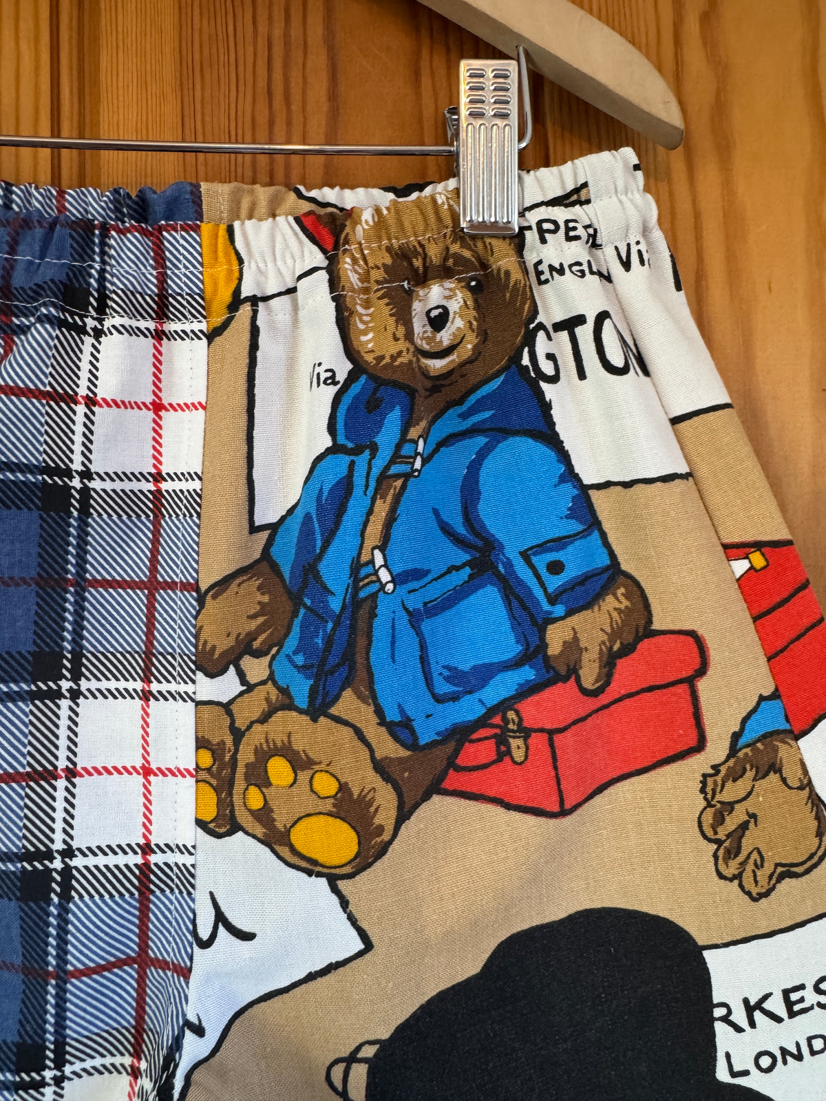 1970s Paddington Bear fabric/tartan barrel leg pants 4-5 years
