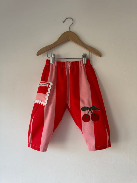 Cherry Striped Barrel Leg Pants 1-2 years