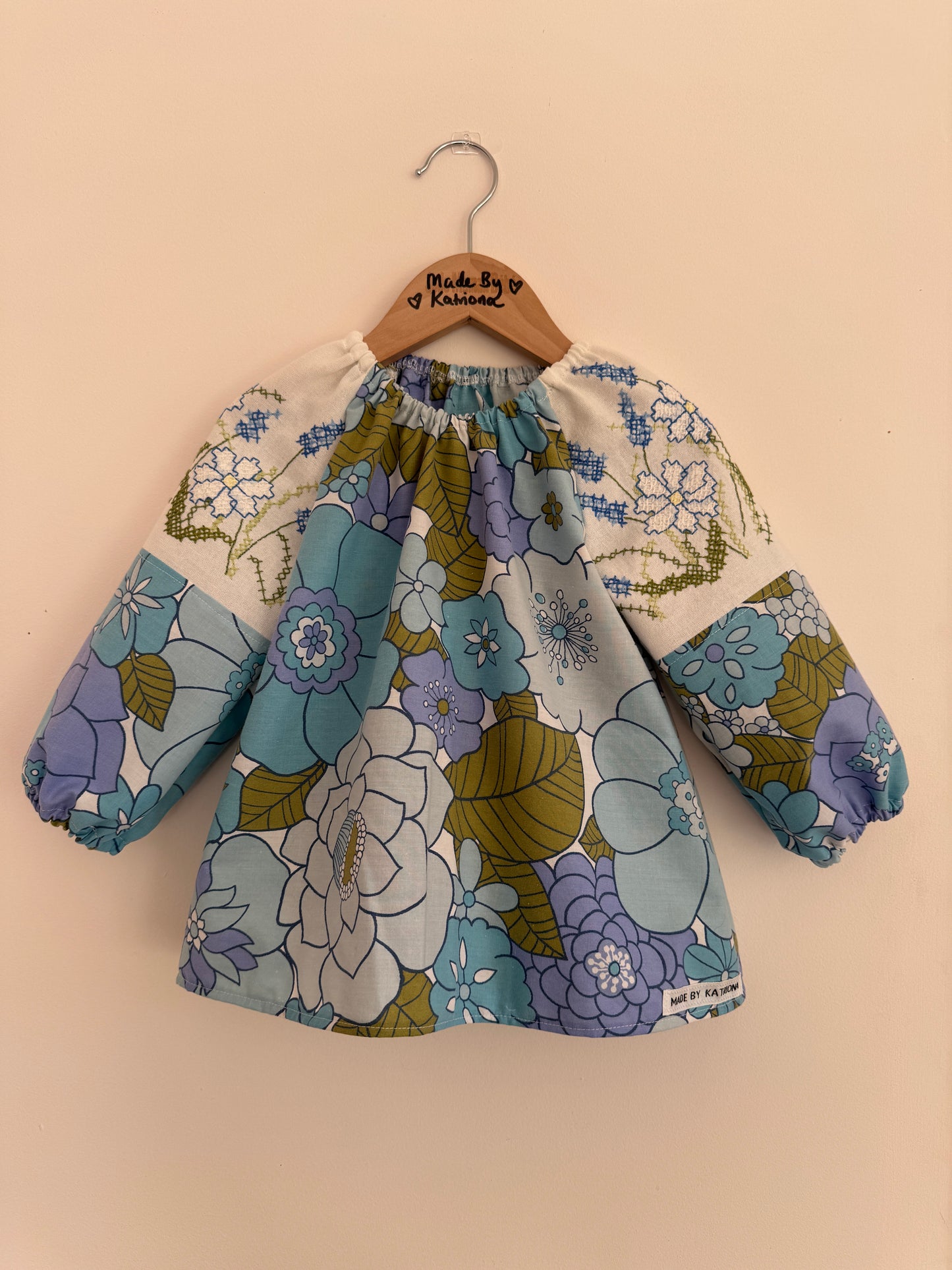Vintage fabrics toddler smock top 2-3 years
