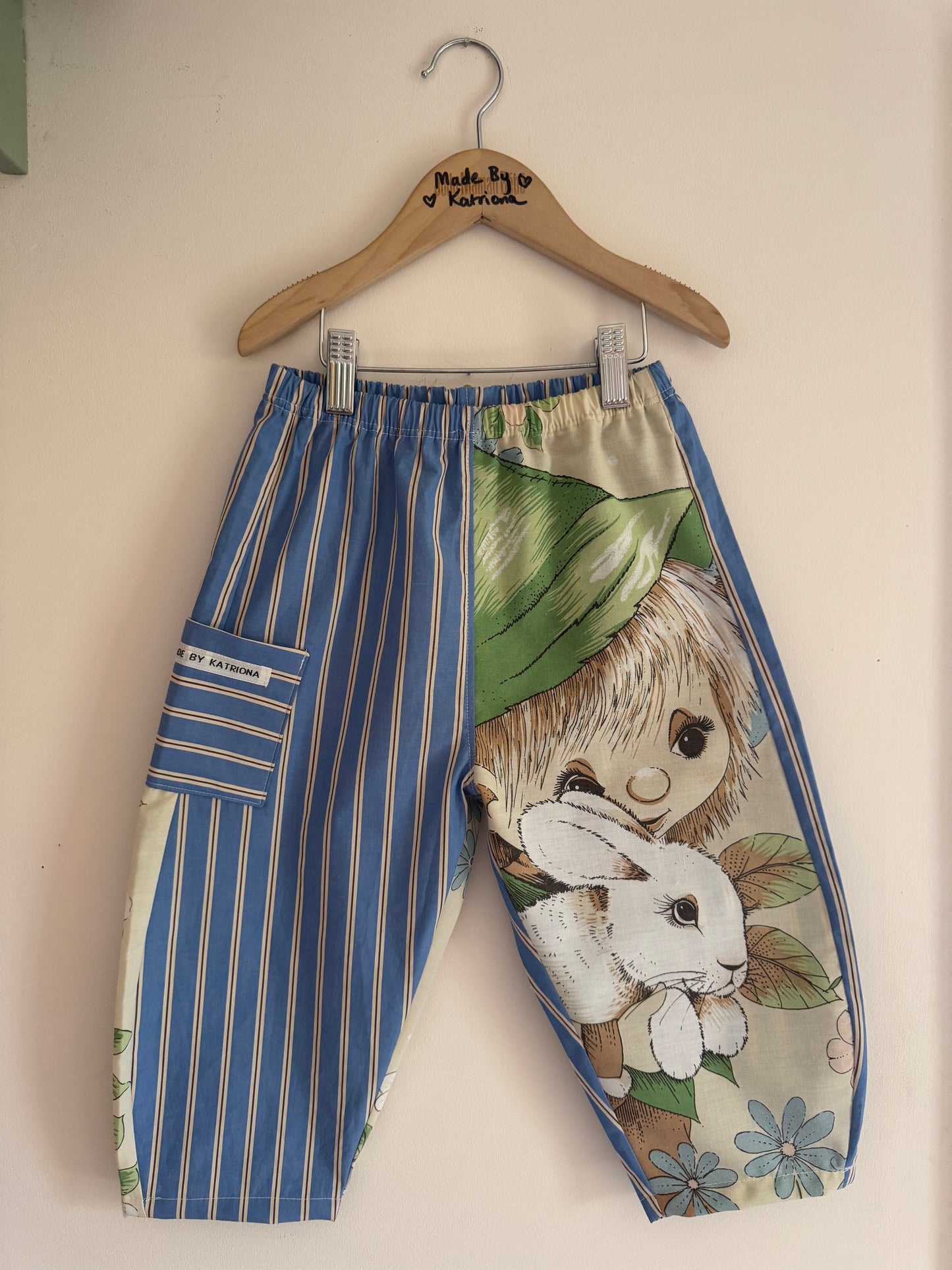 Vintage Victoria Plum/Striped Barrel Leg Trousers 4-5 years