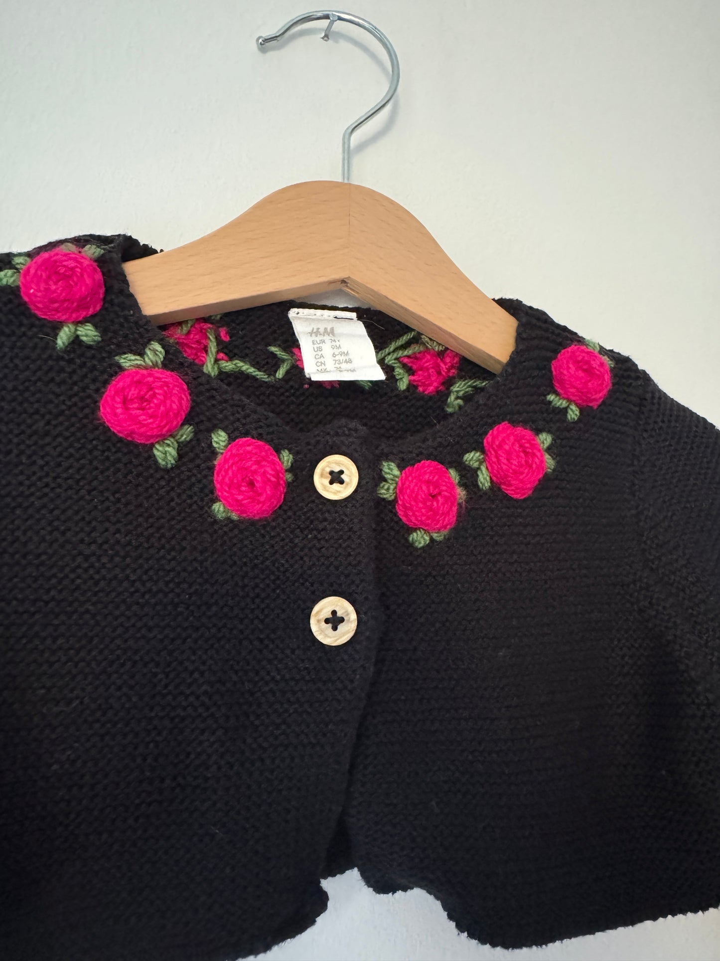 GYMBOREE Rose embroidery black cardigan (6-9 months)