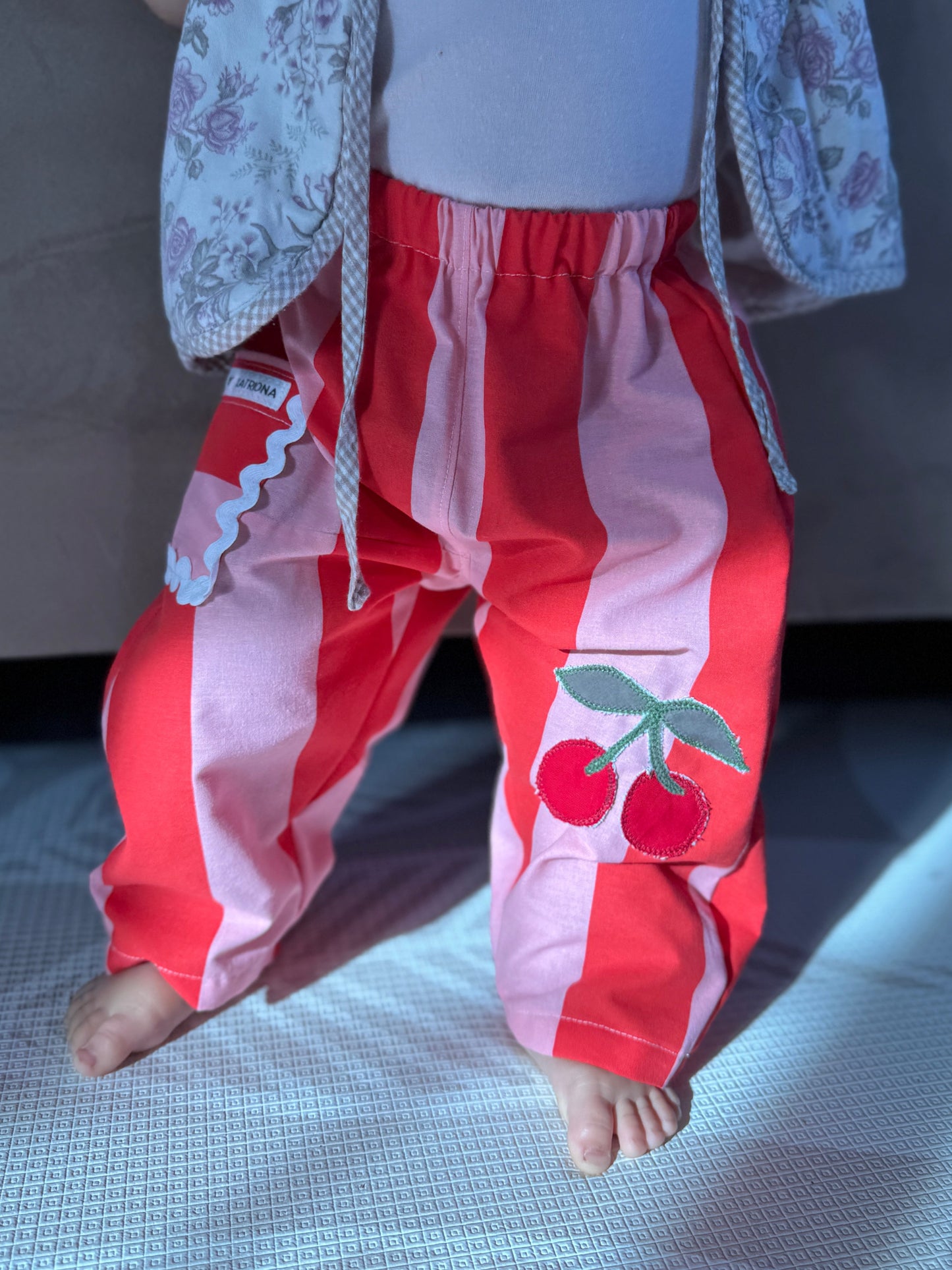 Cherry Striped Barrel Leg Pants 1-2 years