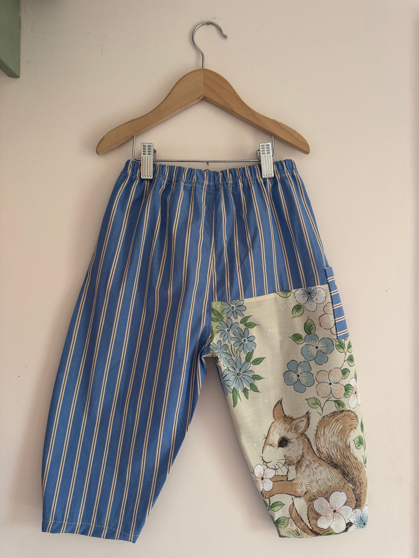 Vintage Victoria Plum/Striped Barrel Leg Trousers 4-5 years