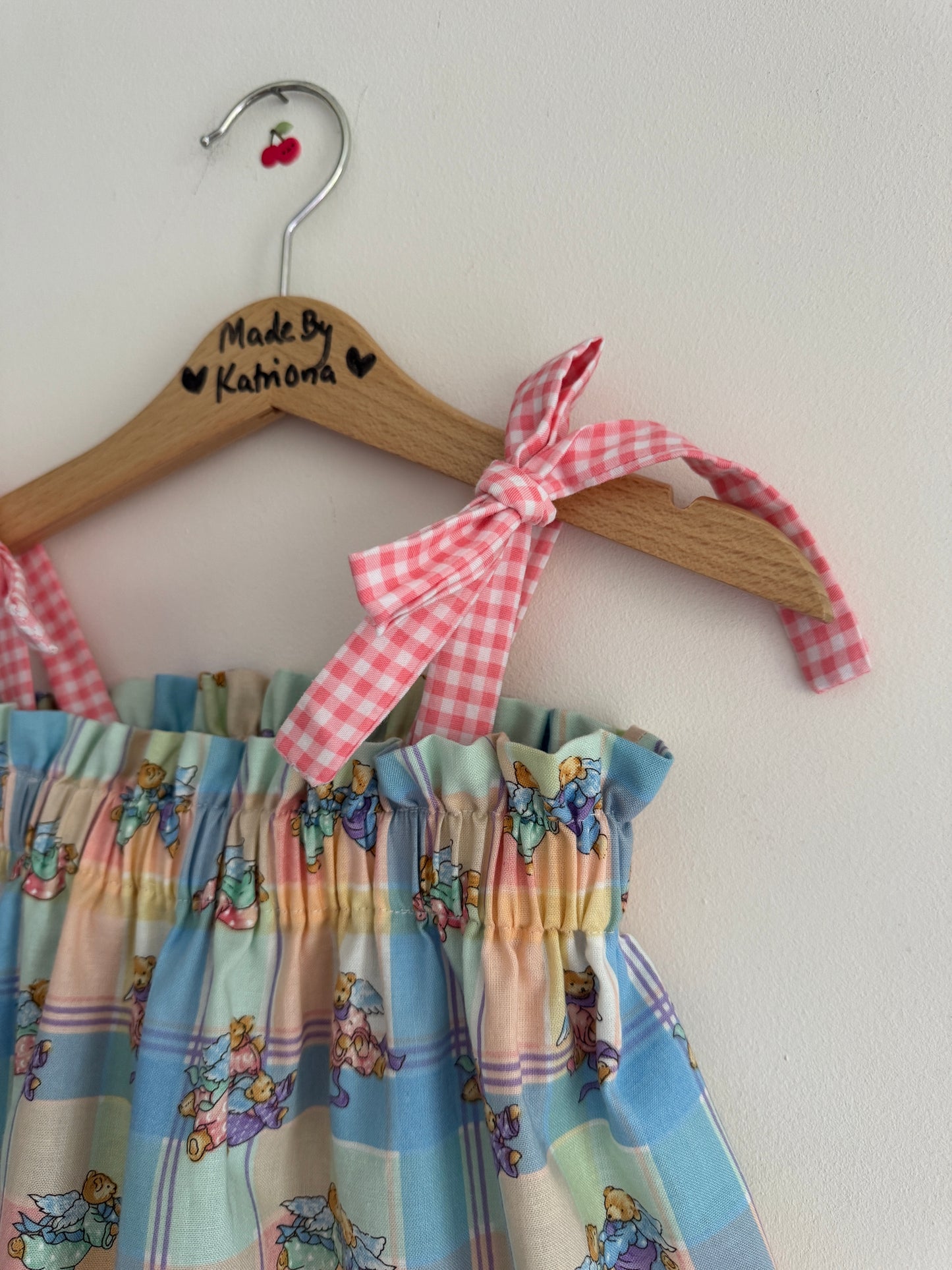 Vintage 1997 angel teddy print dress 18-24 months