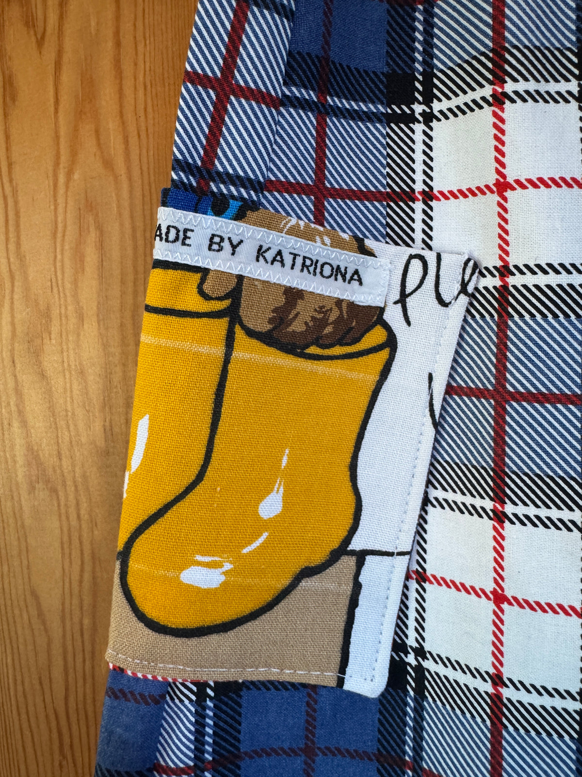 1970s Paddington Bear fabric/tartan barrel leg pants 4-5 years