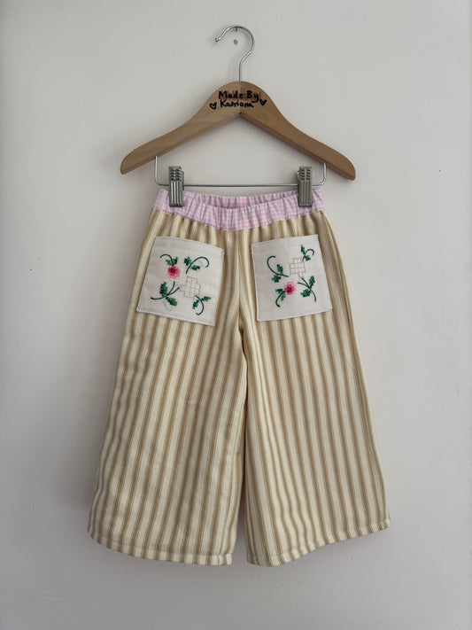 Reversible ticking stripe/gingham trousers 18-24 months