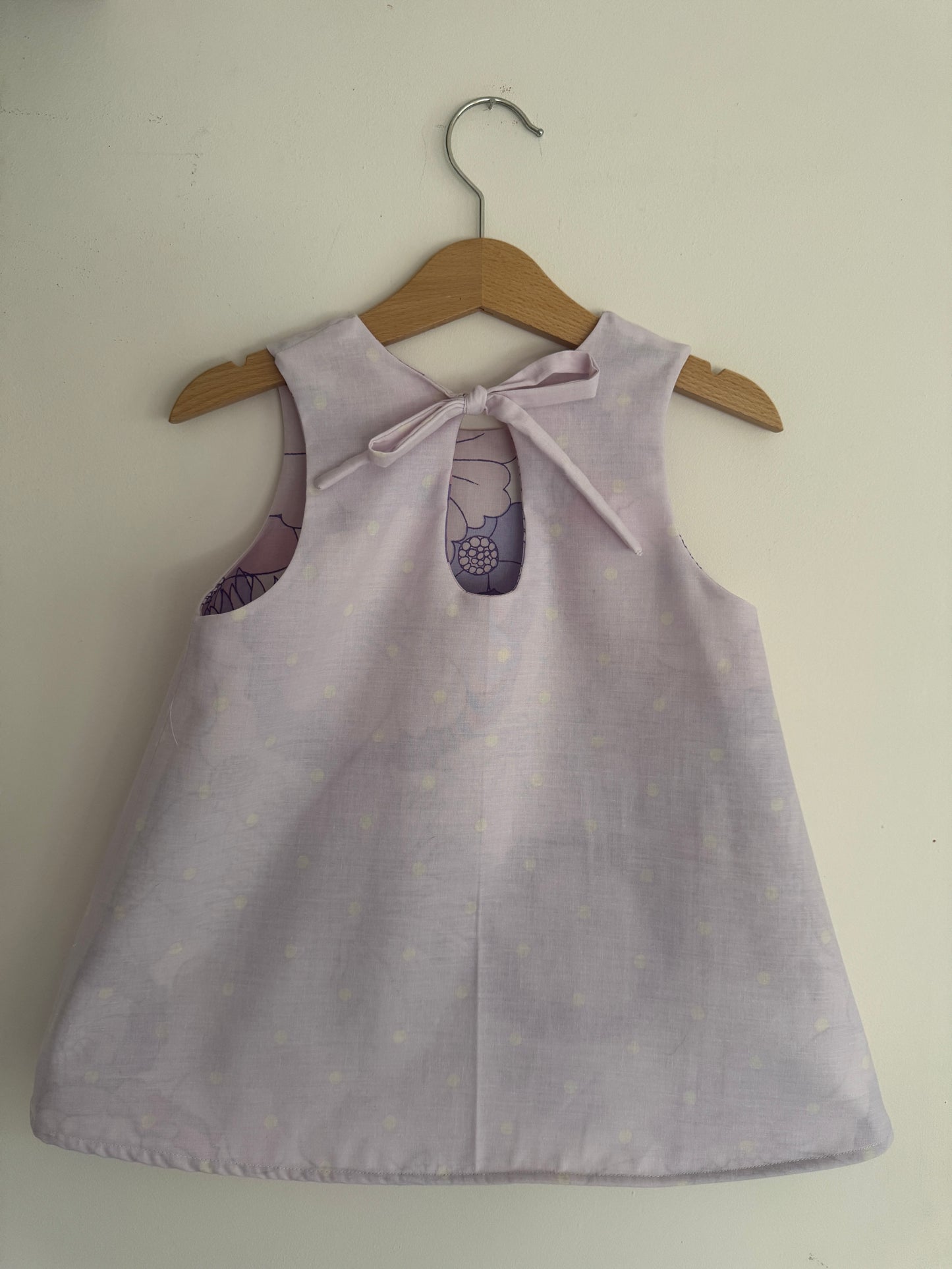 Purple 70s flower print reversible mini dress 2-3 years