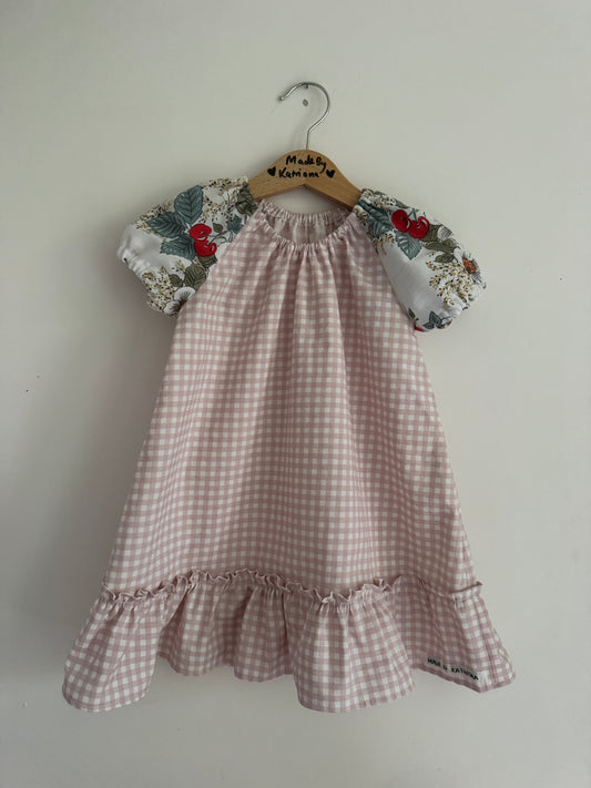Puffed sleeve ruffle hem dress 2-3 years