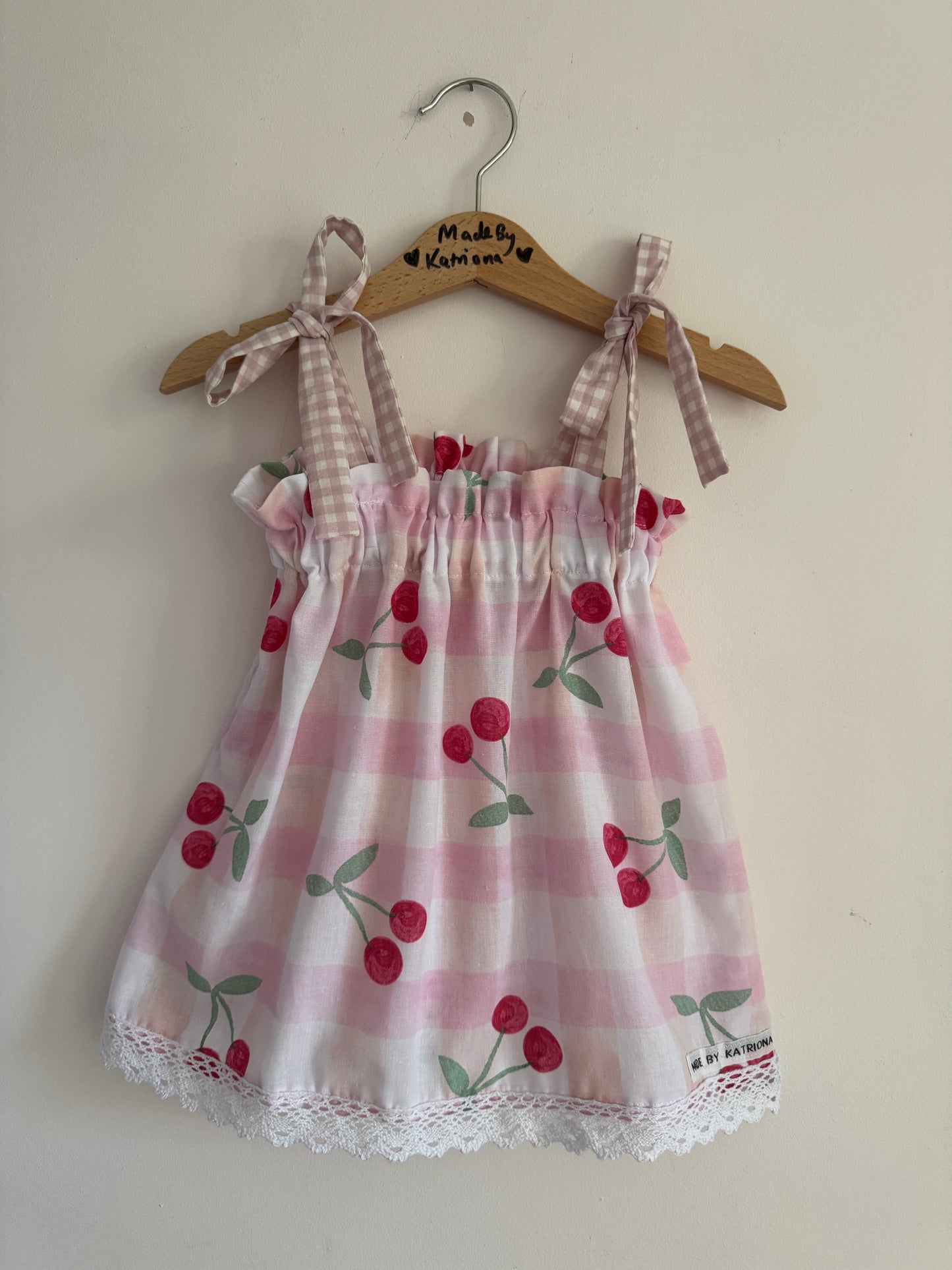 Cherry gingham Sundress 12-18 months