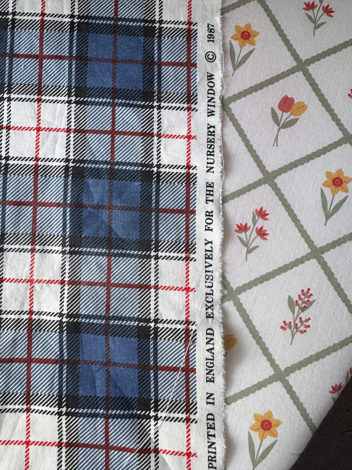 1970s Paddington Bear fabric/tartan barrel leg pants 4-5 years