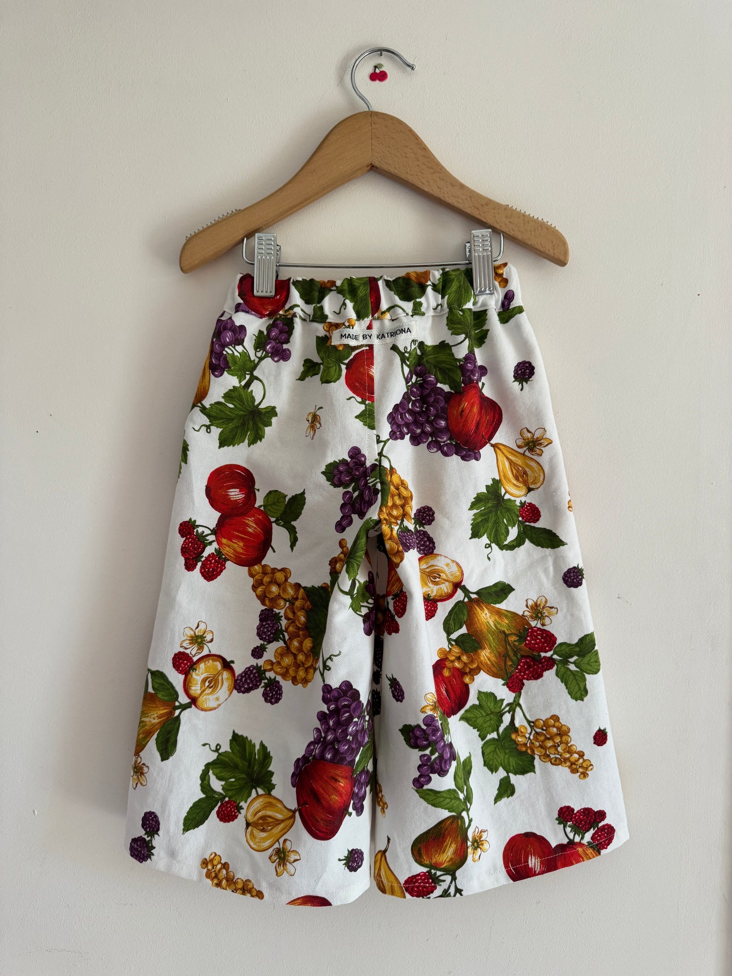 Vintage fruit tablecloth wide leg trousers 2-3 years