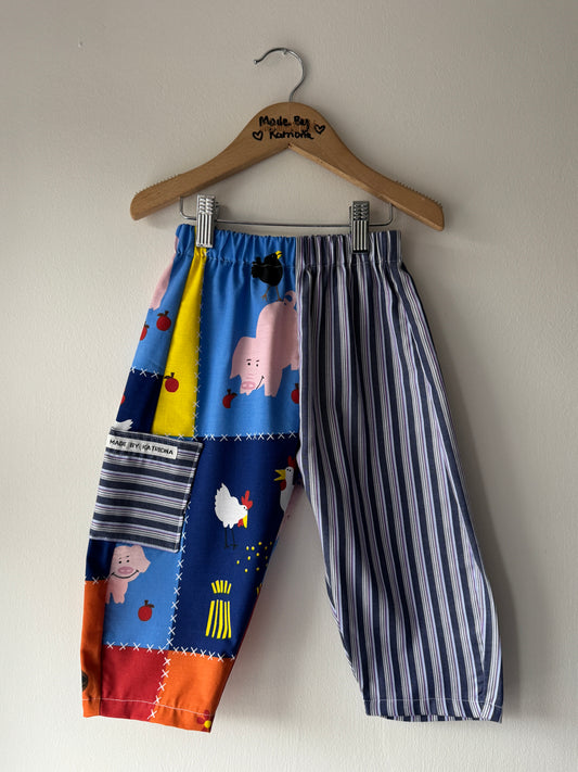 Farm print and stripes pants 2-3 years
