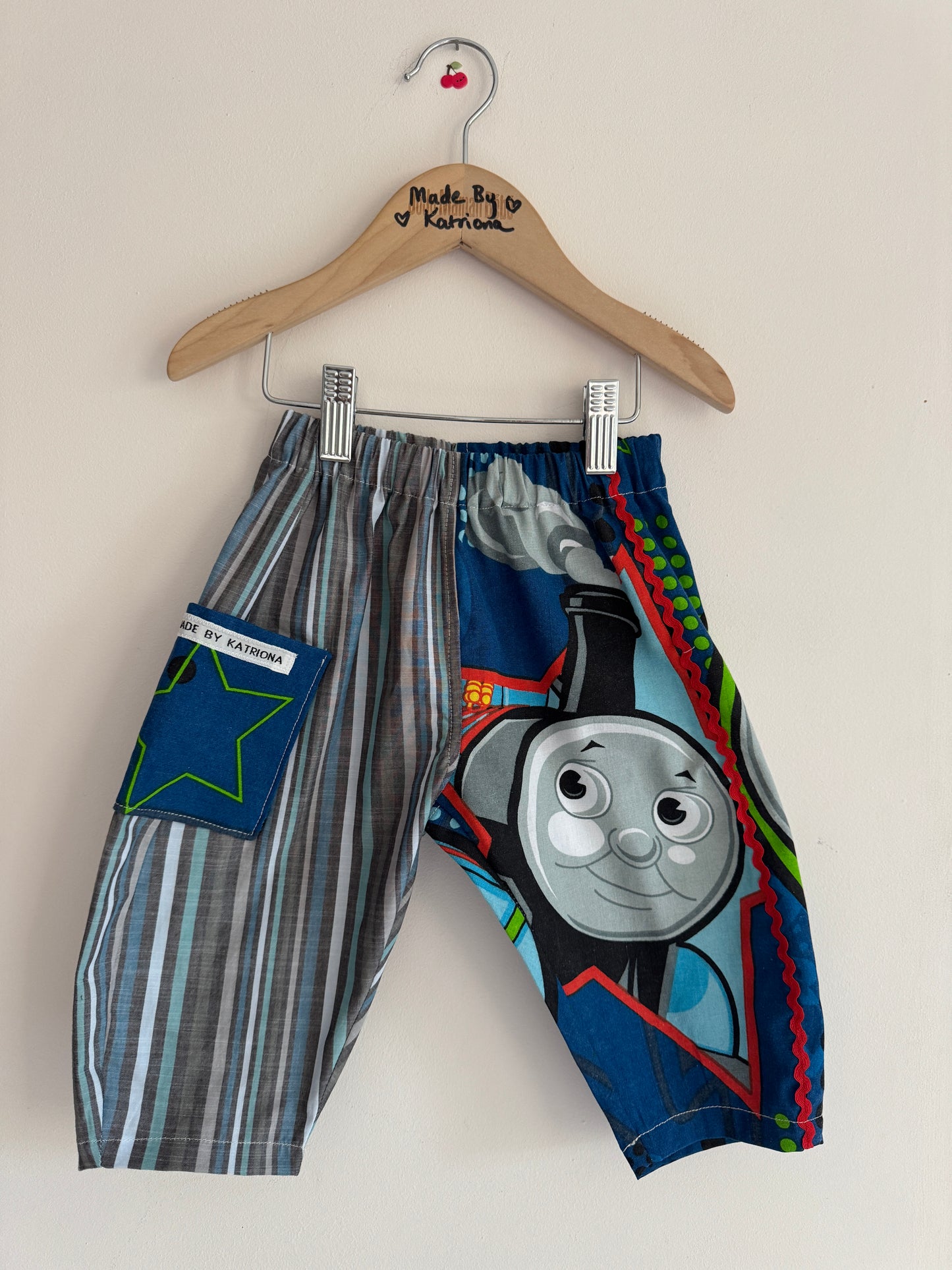 Thomas the tank engine/striped barrel leg pants 12-18 months