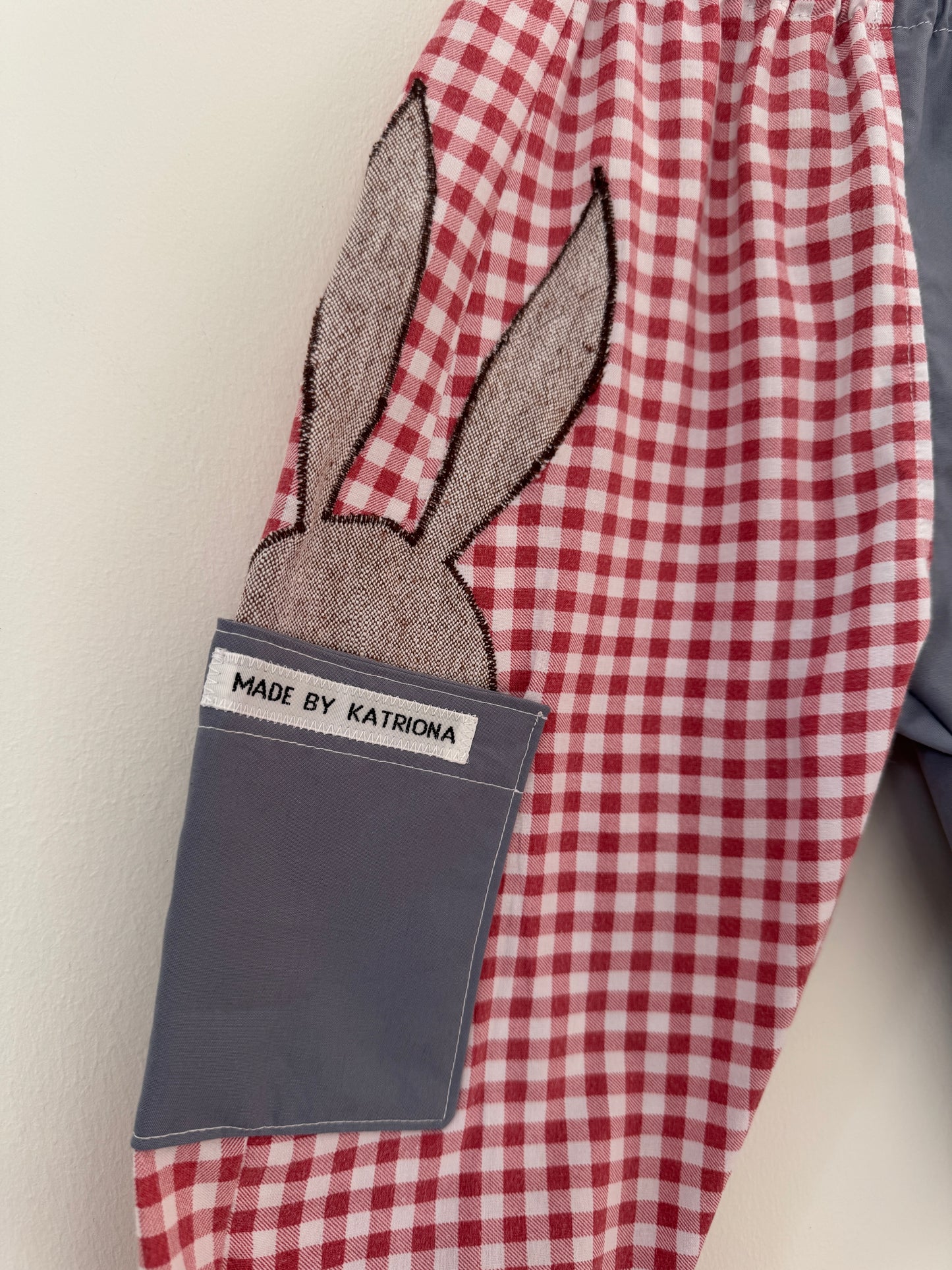 Blue & red gingham bunny/carrot pants 18-24 months