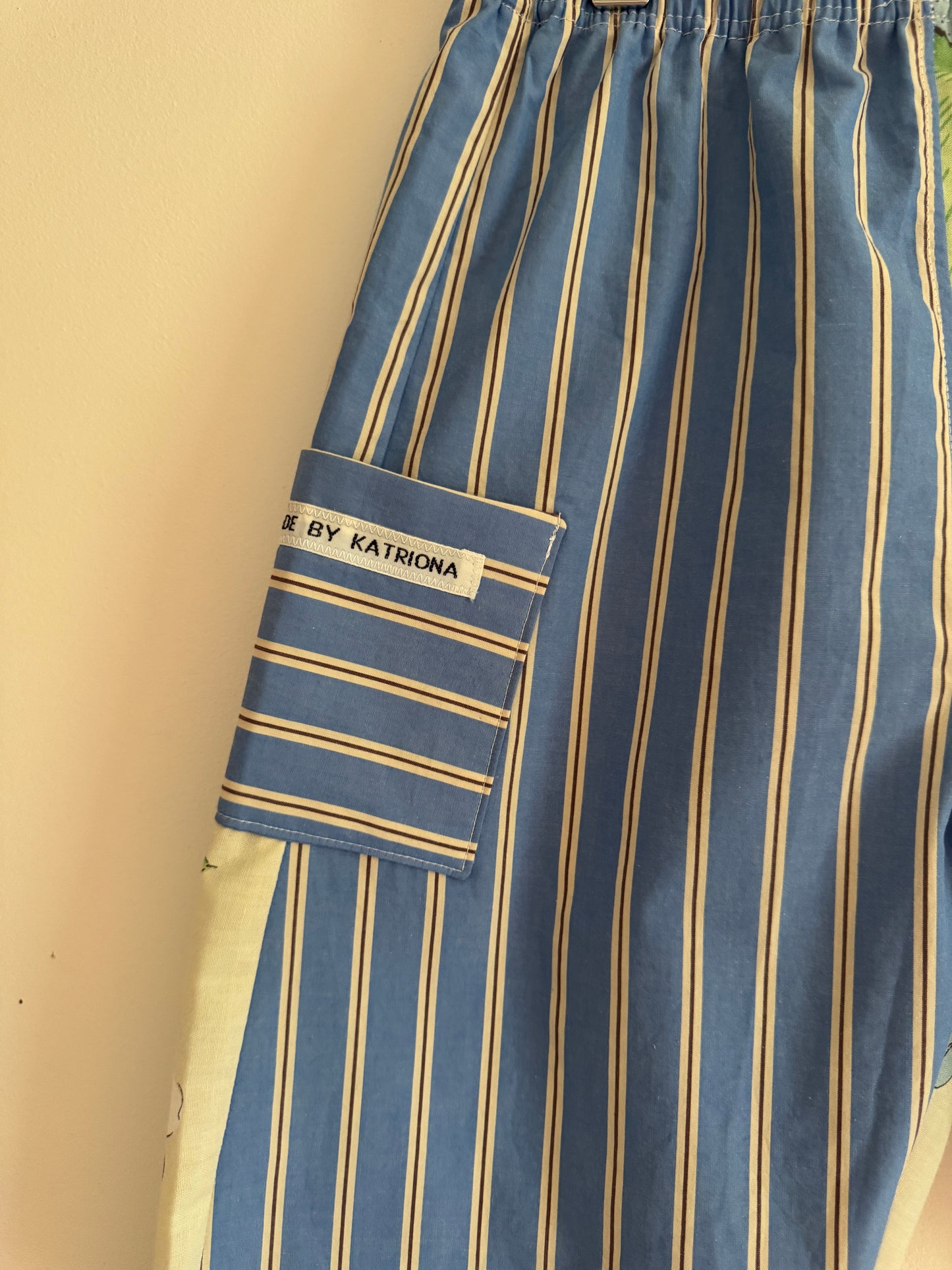 Vintage Victoria Plum/Striped Barrel Leg Trousers 4-5 years