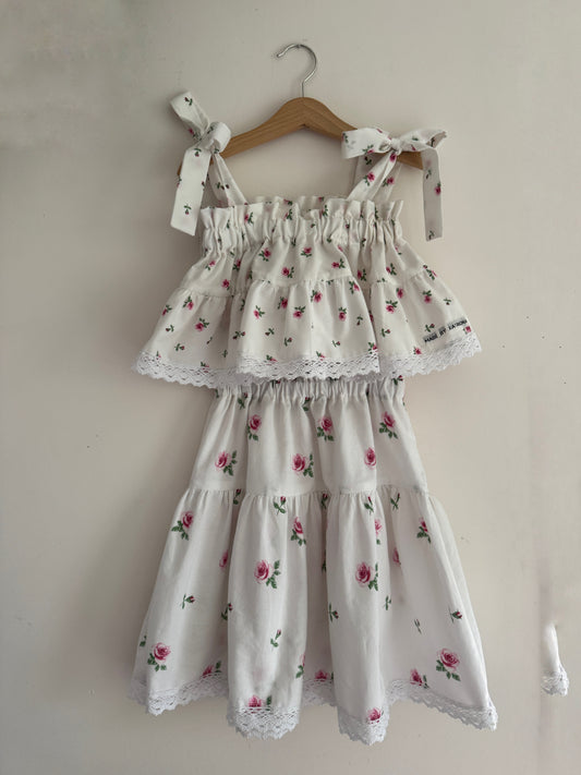 Rose print cami & midi skirt set 4-5 years