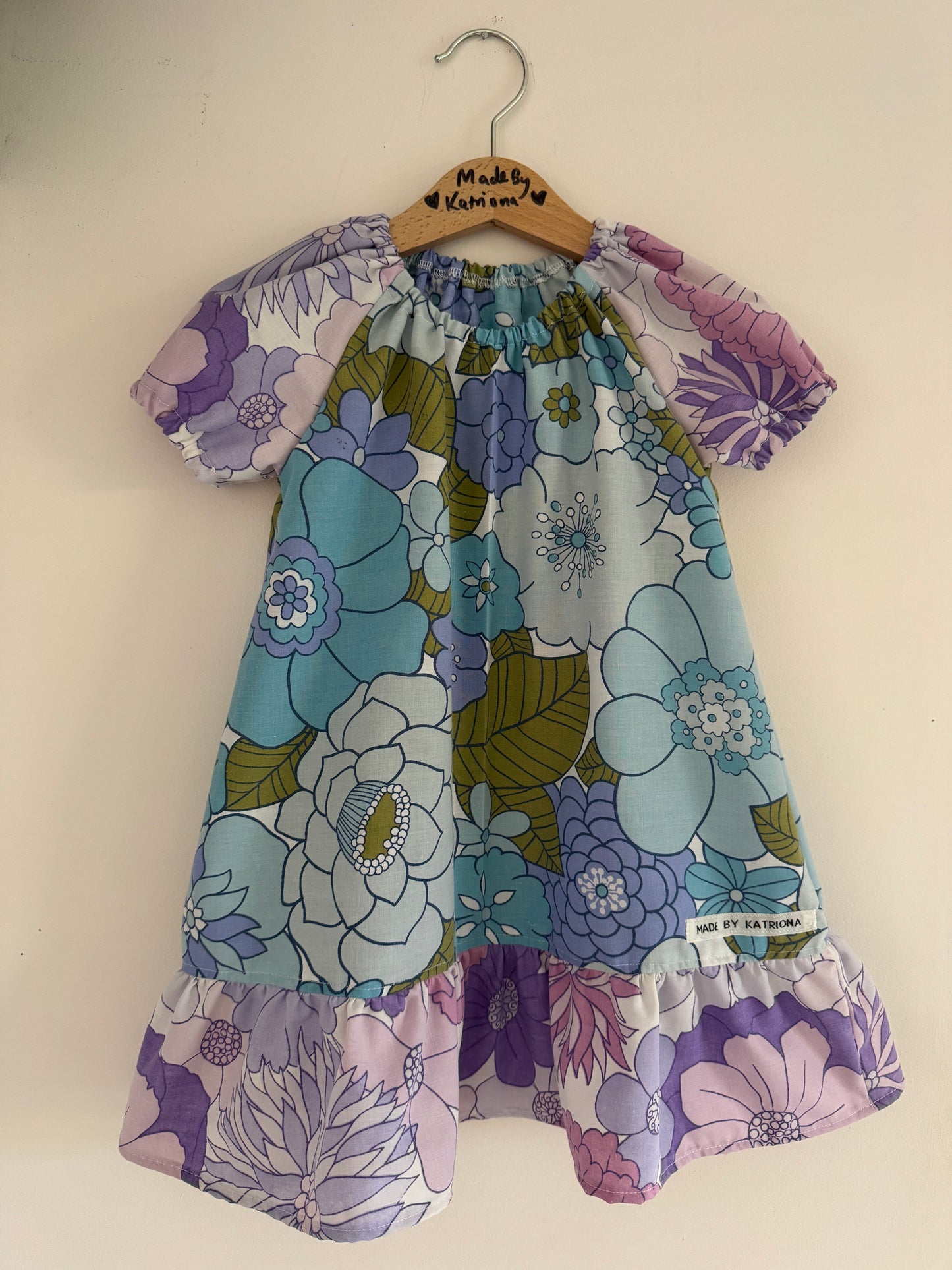 Vintage 70s flower power mini dress 2-3 years