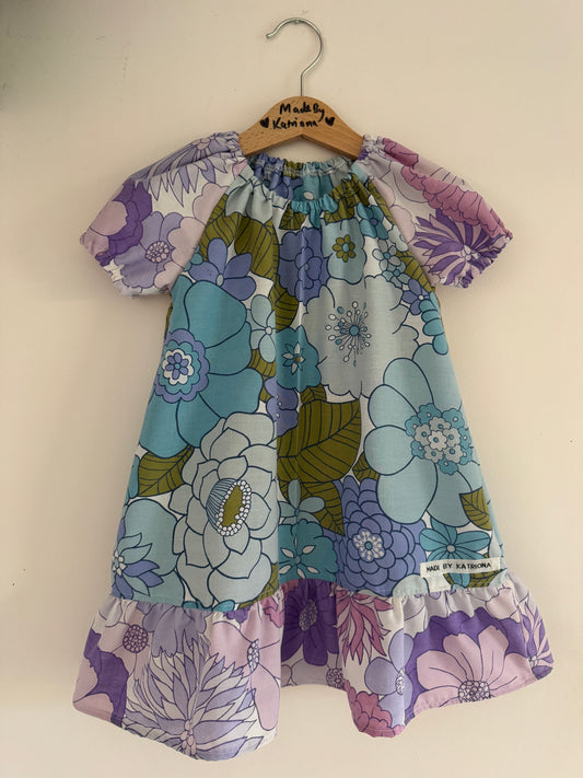 Vintage 70s flower power mini dress 2-3 years