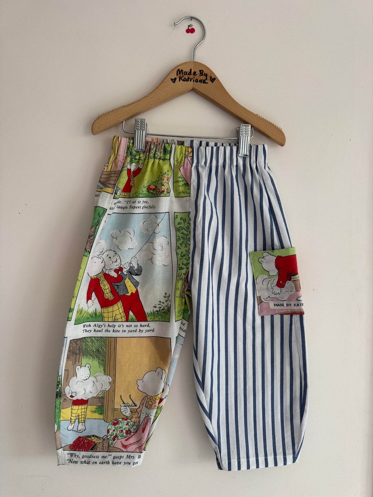 Rupert Bear/striped barrel leg pants 4-5 years