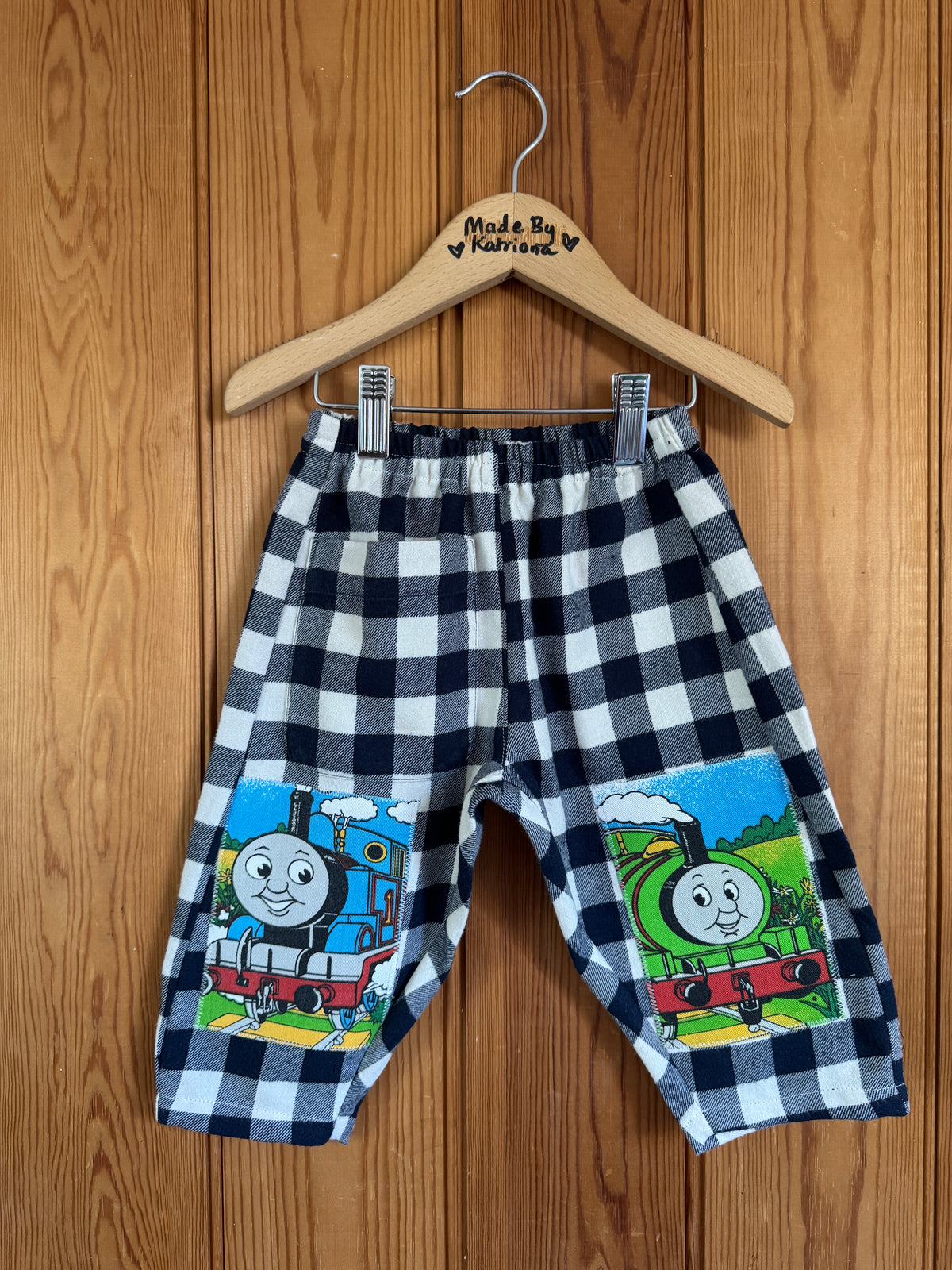 Thomas the tank engine Navy gingham barrel leg pants 12-18 months