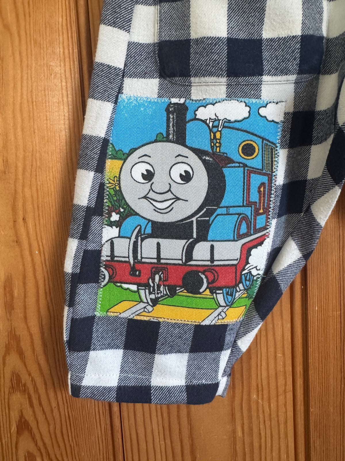 Thomas the tank engine Navy gingham barrel leg pants 12-18 months
