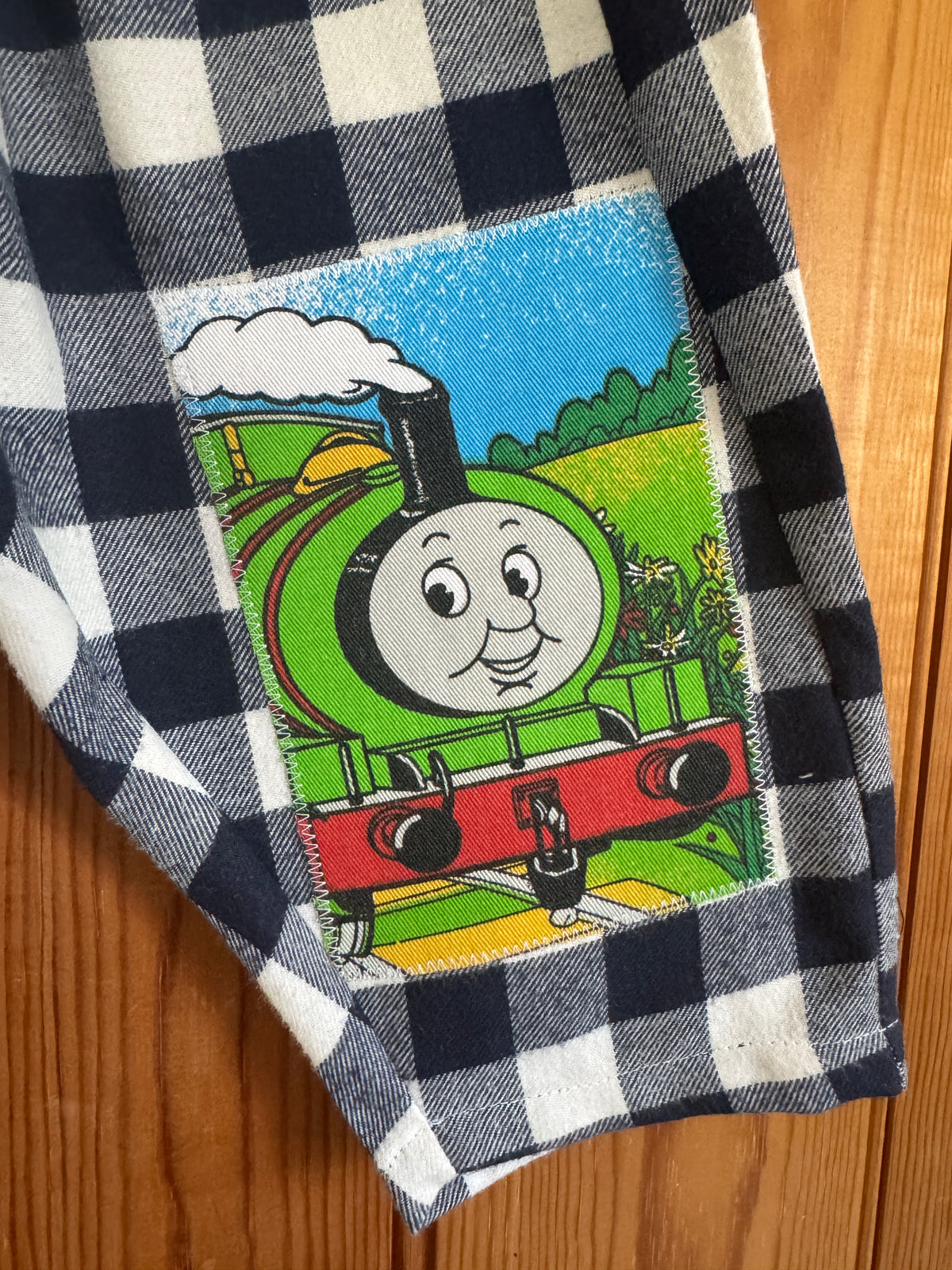 Thomas the tank engine Navy gingham barrel leg pants 12-18 months