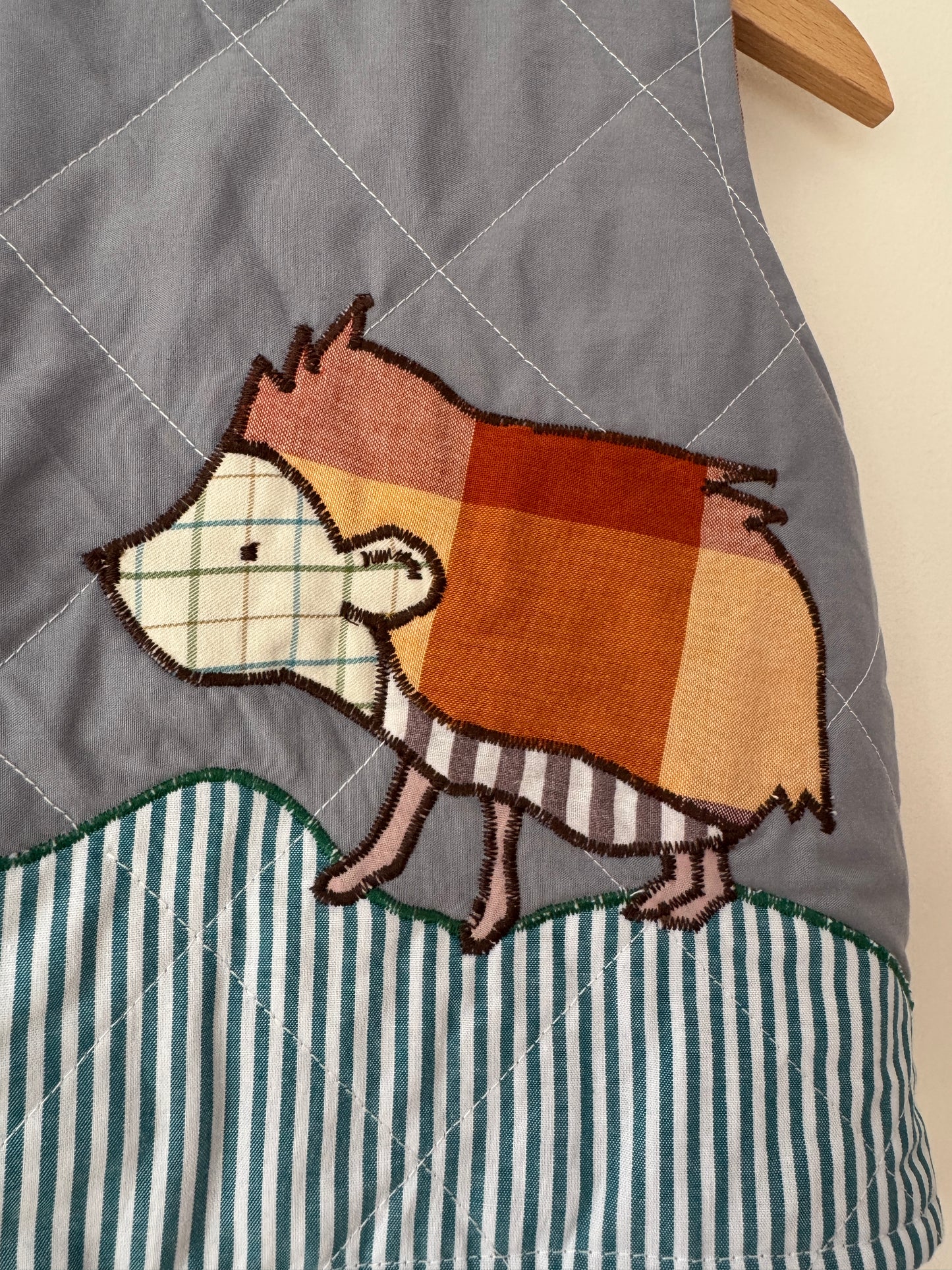 Hedgehog & toadstool reversible quilted gilet 1-2 years