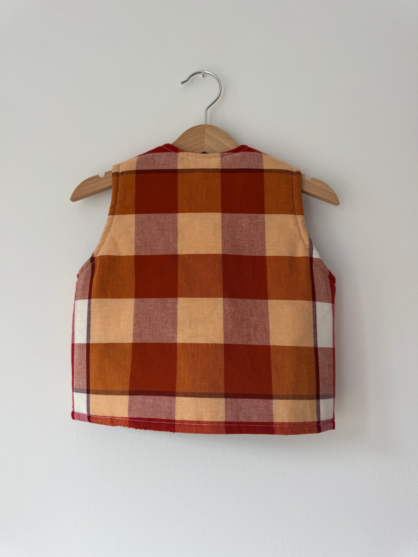 Hedgehog & toadstool reversible quilted gilet 1-2 years