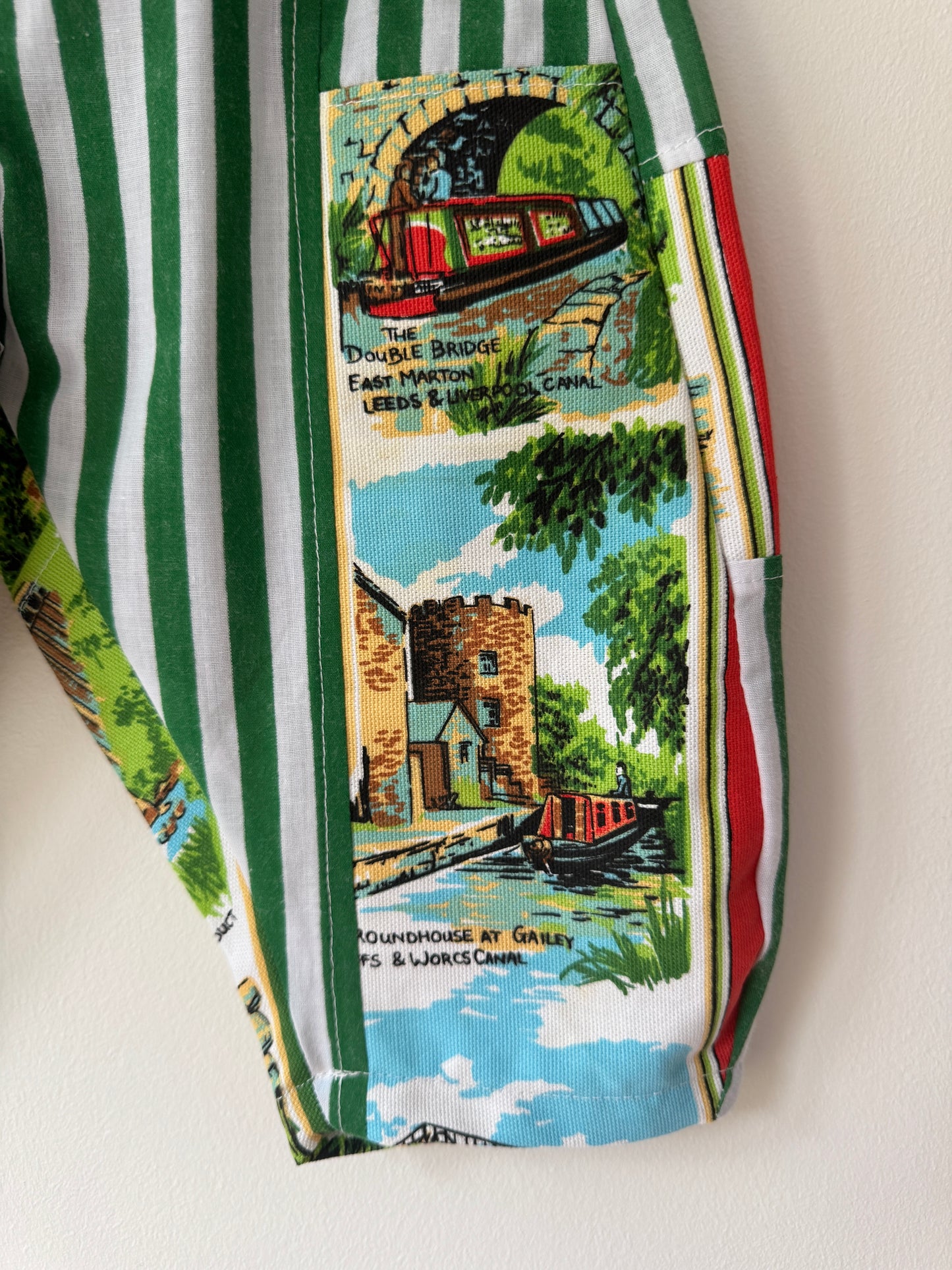 Heritage Vintage Tea Towel Striped Barrel Leg Pants 12-18 months