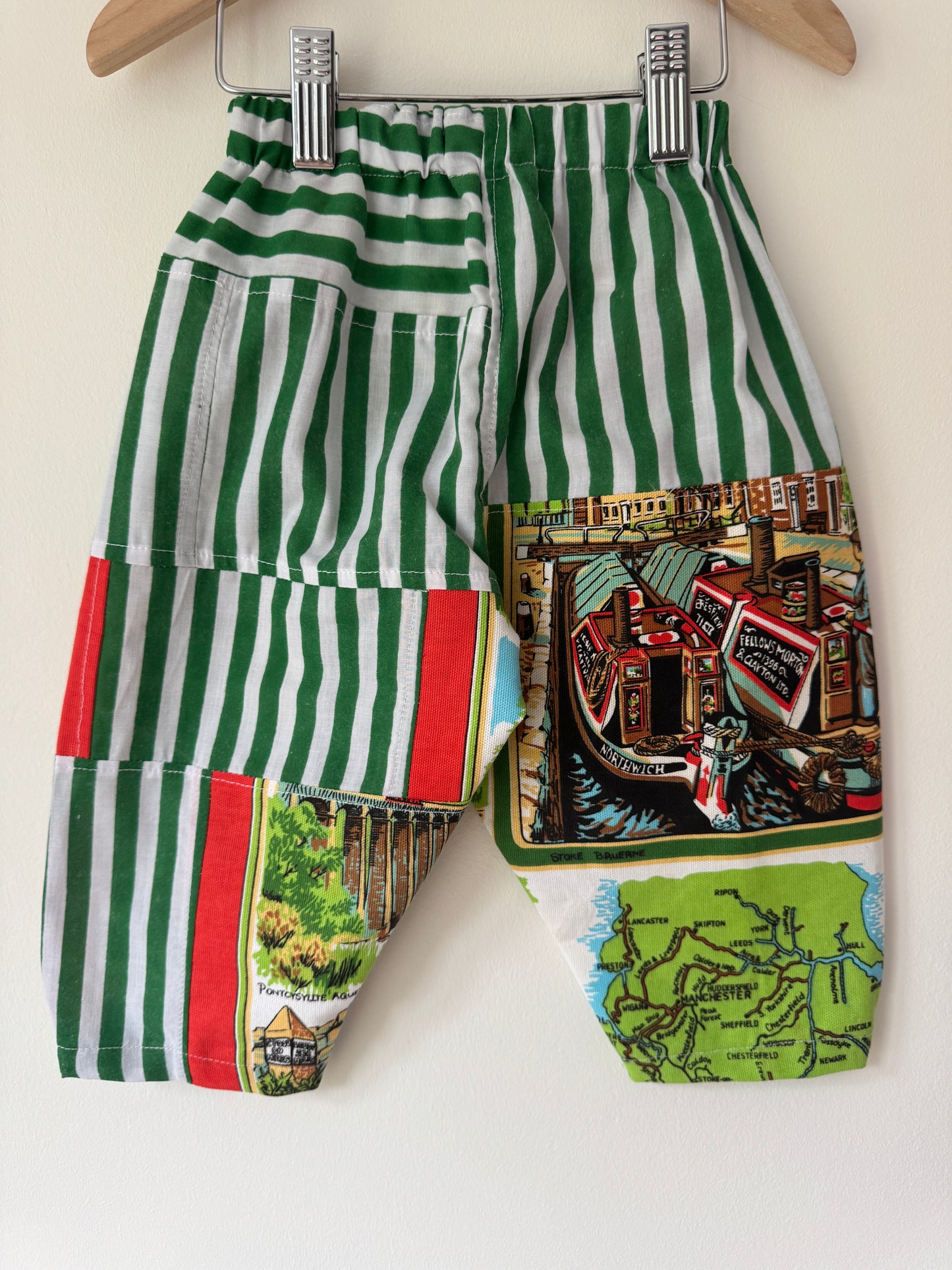 Heritage Vintage Tea Towel Striped Barrel Leg Pants 12-18 months