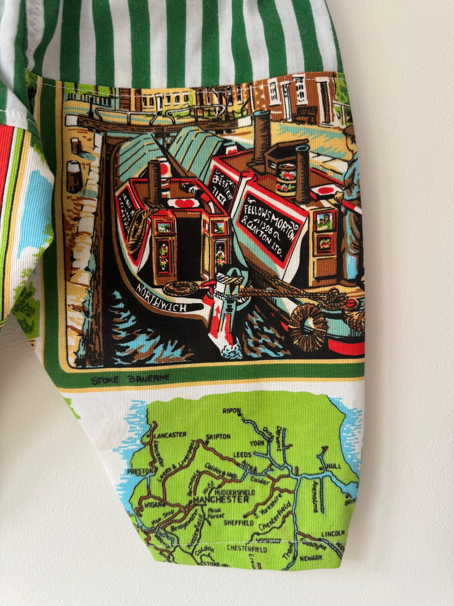 Heritage Vintage Tea Towel Striped Barrel Leg Pants 12-18 months