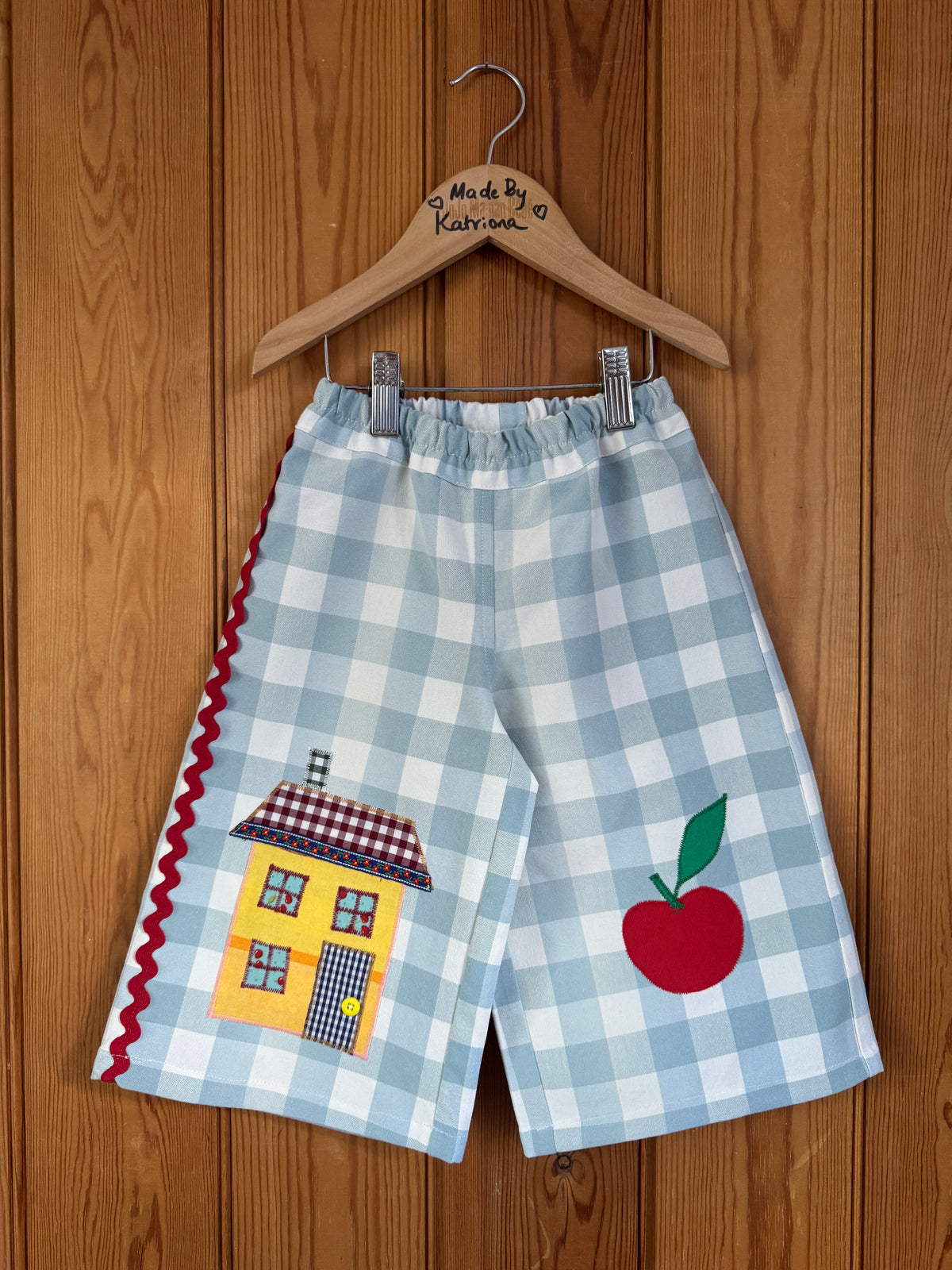 House & Apple Appliqué Patchwork Pants 2-3 years