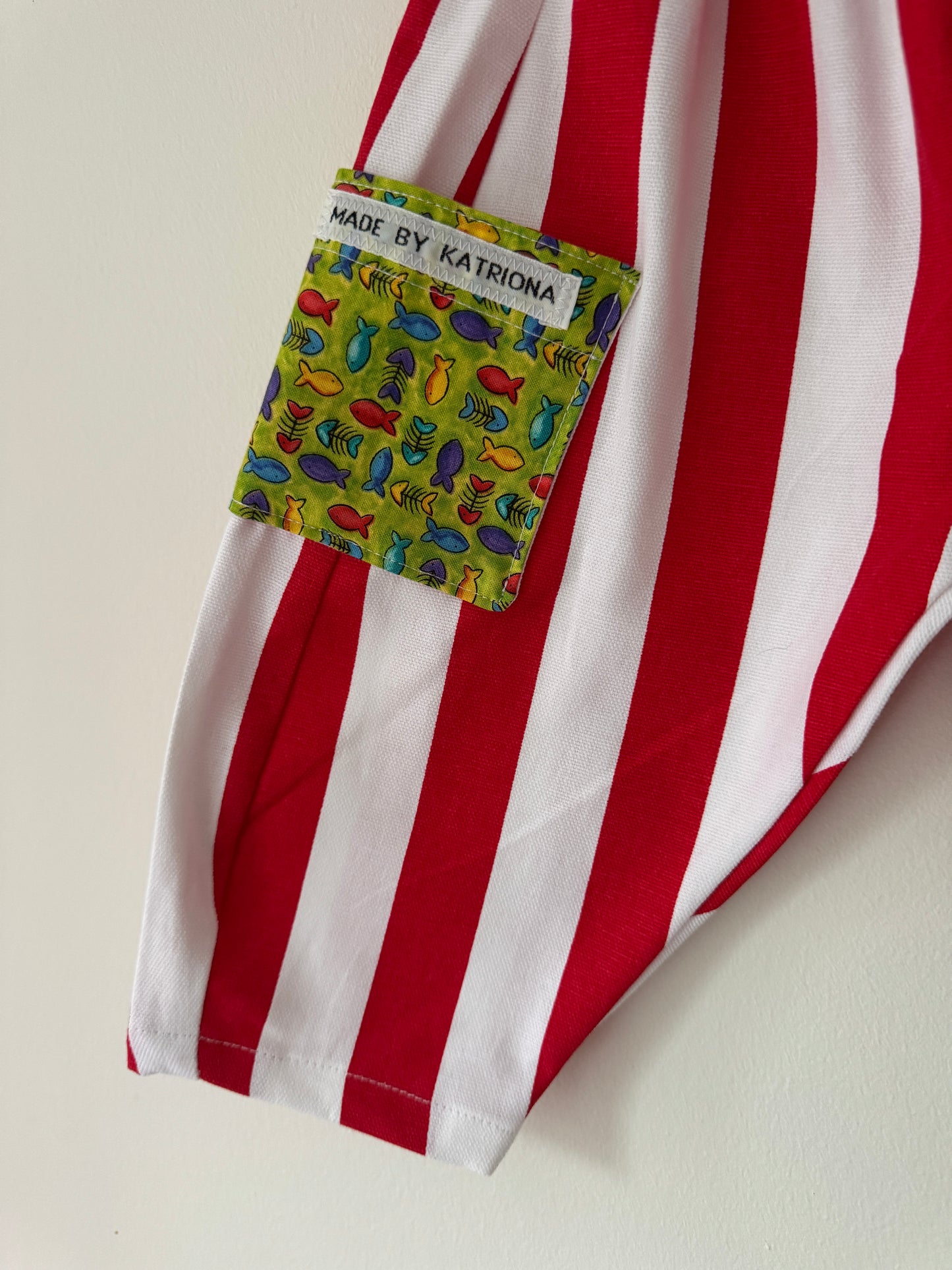 Fishy pocket striped pants 6-12 months