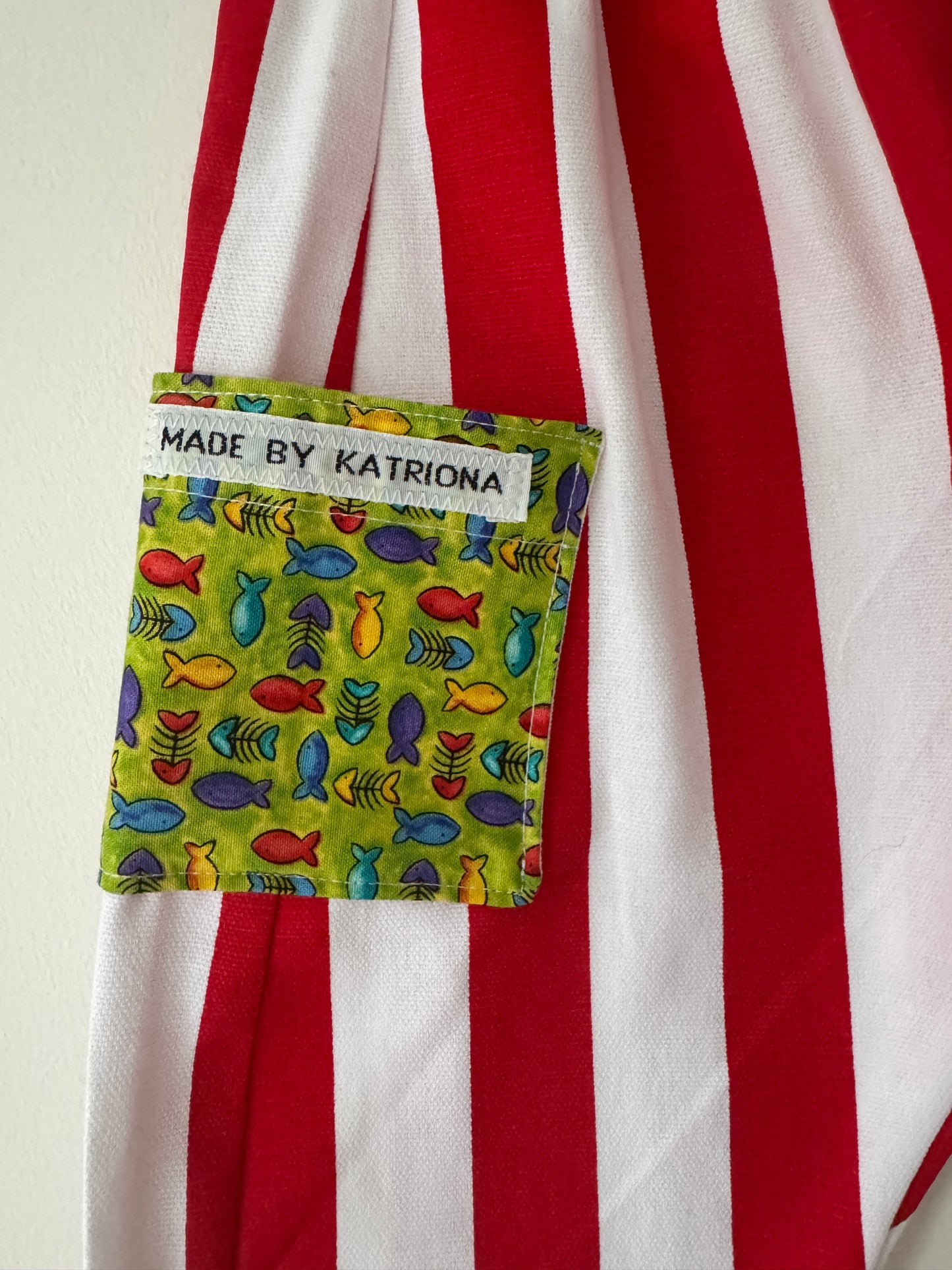 Fishy pocket striped pants 6-12 months