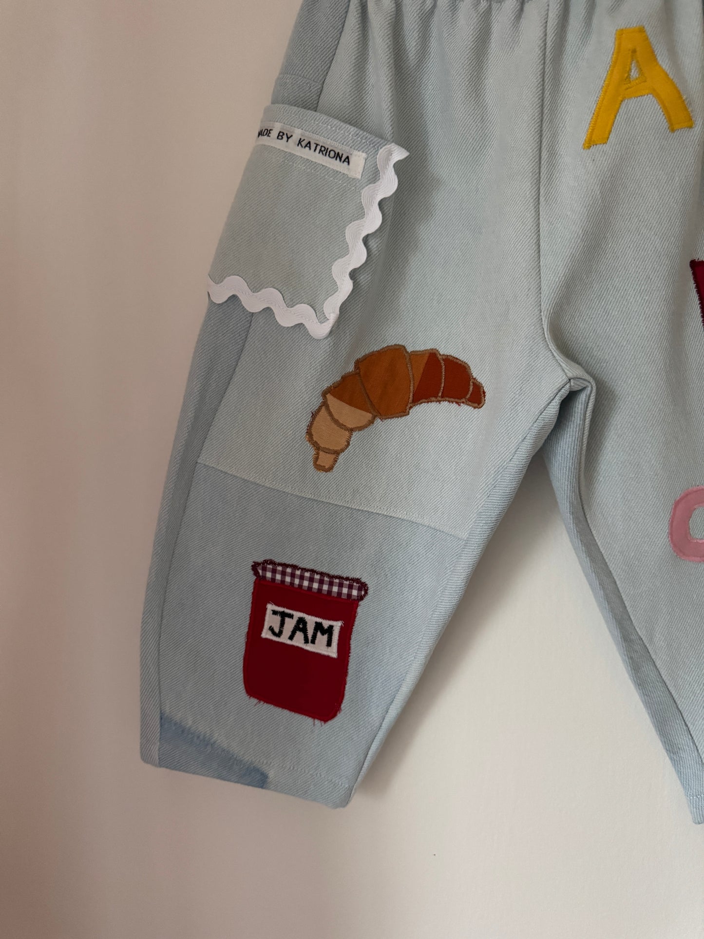 Alphabet, croissant & jam pants 2-3 years