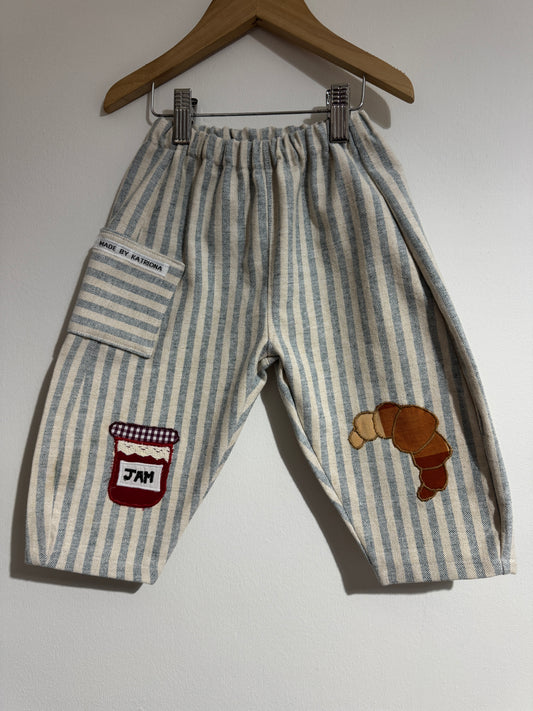 Striped croissant & jam pants 18-24 months