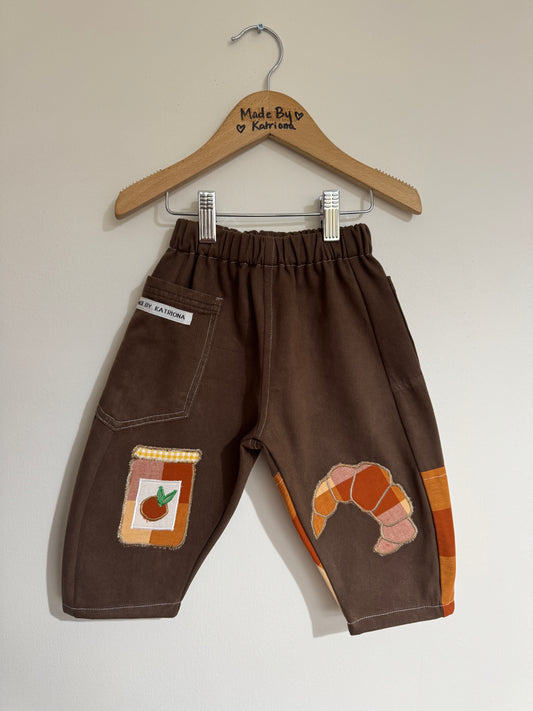 Croissant & marmalade on chocolate denim 12-18 months